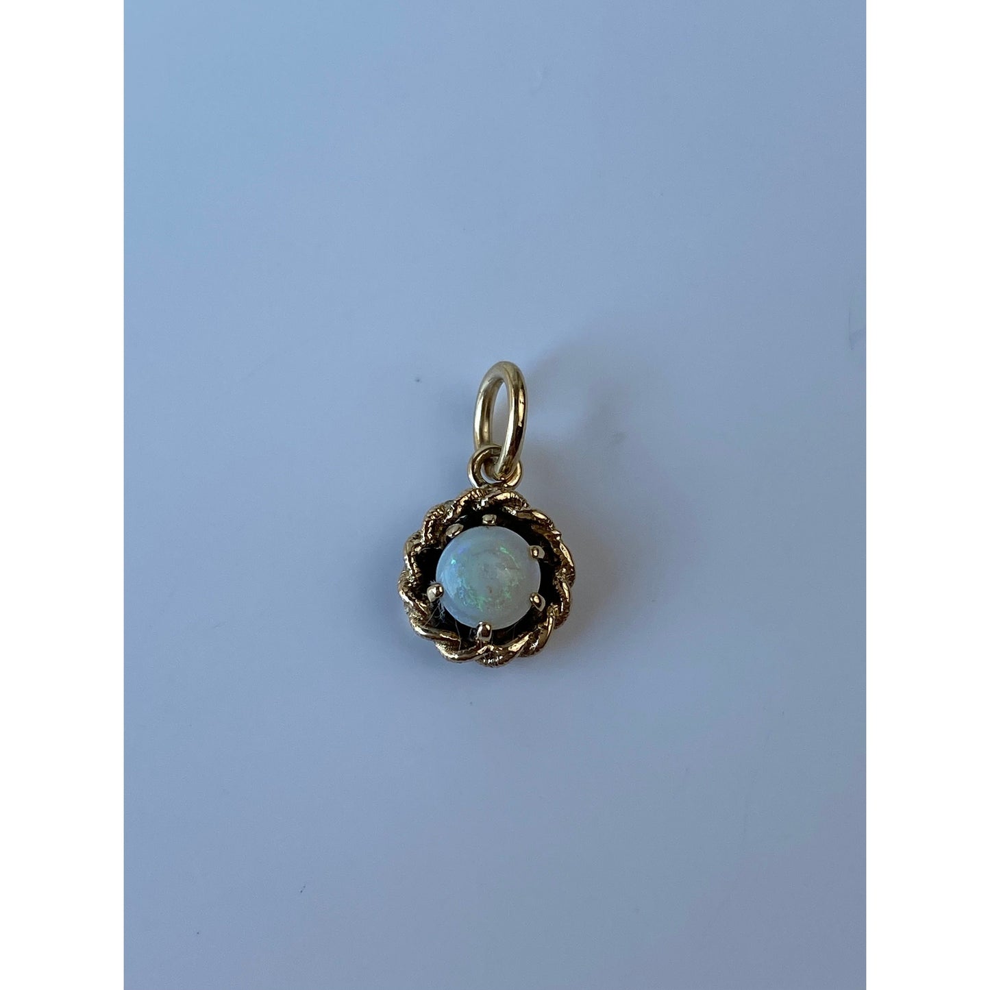 Solid 14k Yellow Gold Opal Charm