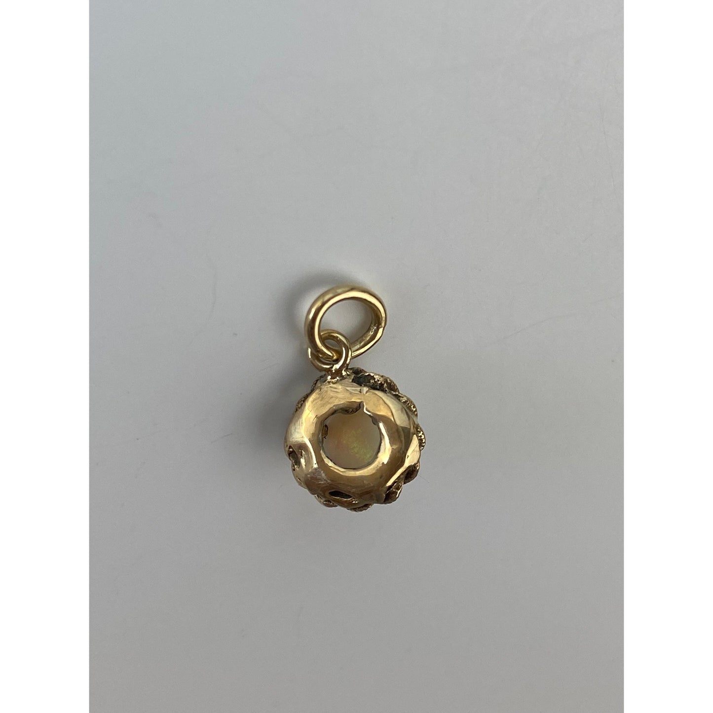 Solid 14k Yellow Gold Opal Charm