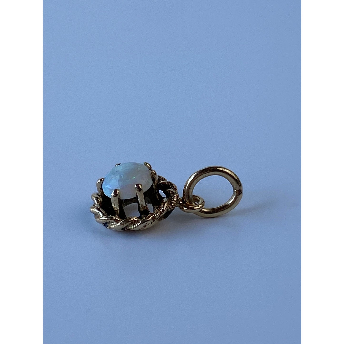 Solid 14k Yellow Gold Opal Charm