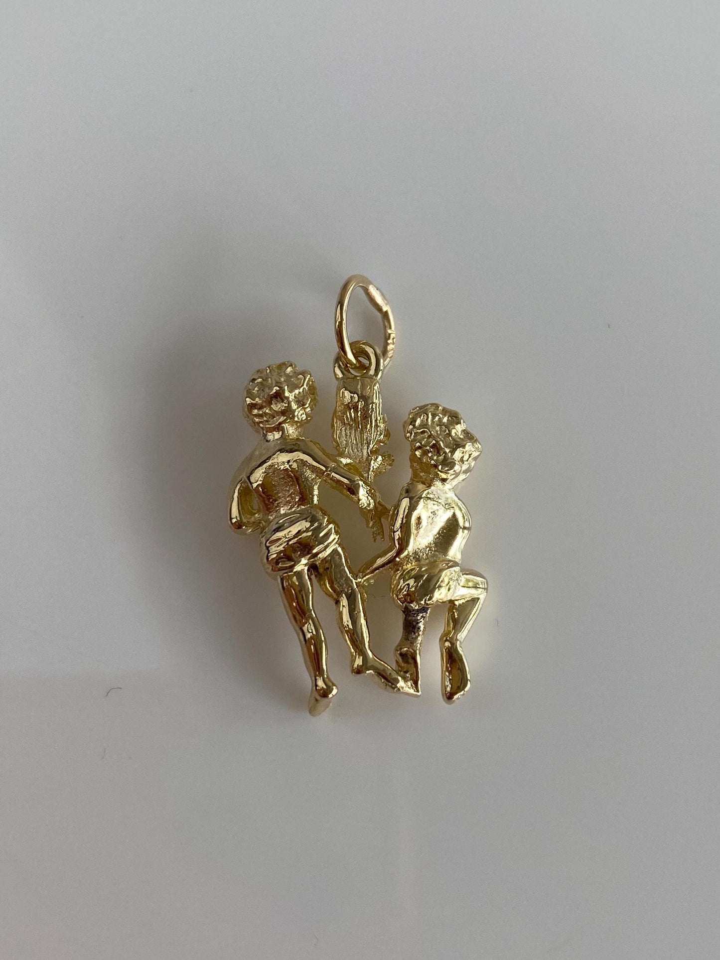 Vintage Solid 14k Yellow Gold Gemini Zodiac Charm