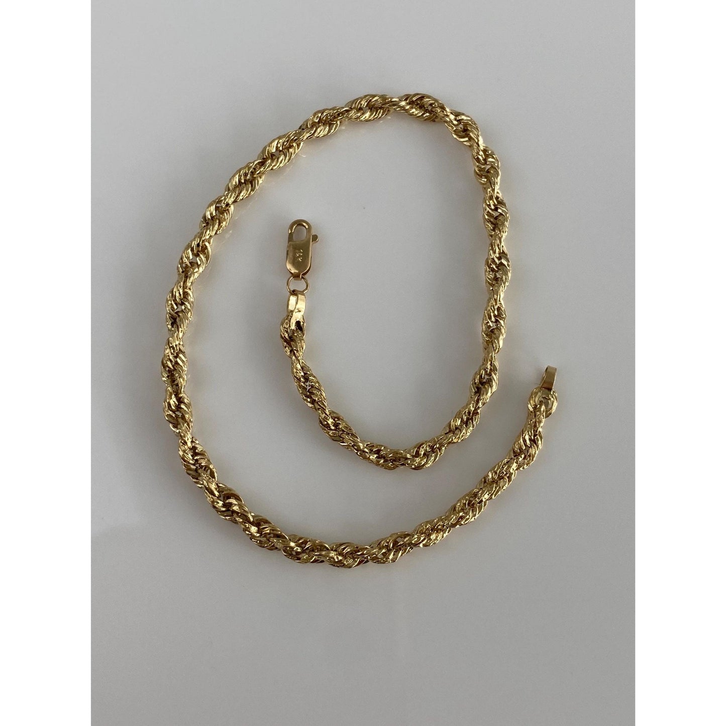 Vintage 14k Yellow Gold Rope Chain Bracelet Anklet - 8.75 inches