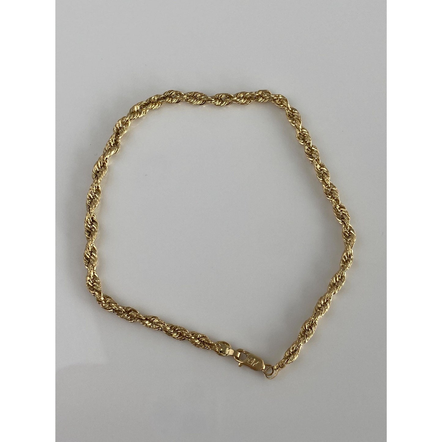 Vintage 14k Yellow Gold Rope Chain Bracelet Anklet - 8.75 inches