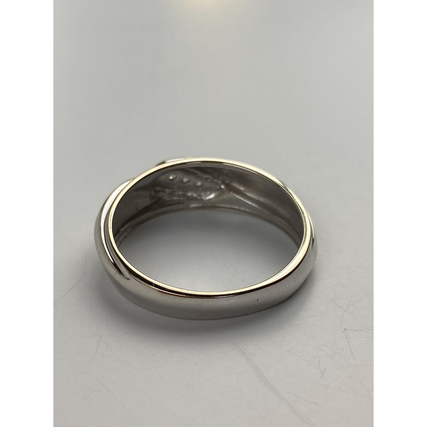 Vintage Solid 10k White Gold Diamond Ring Band - Size 11