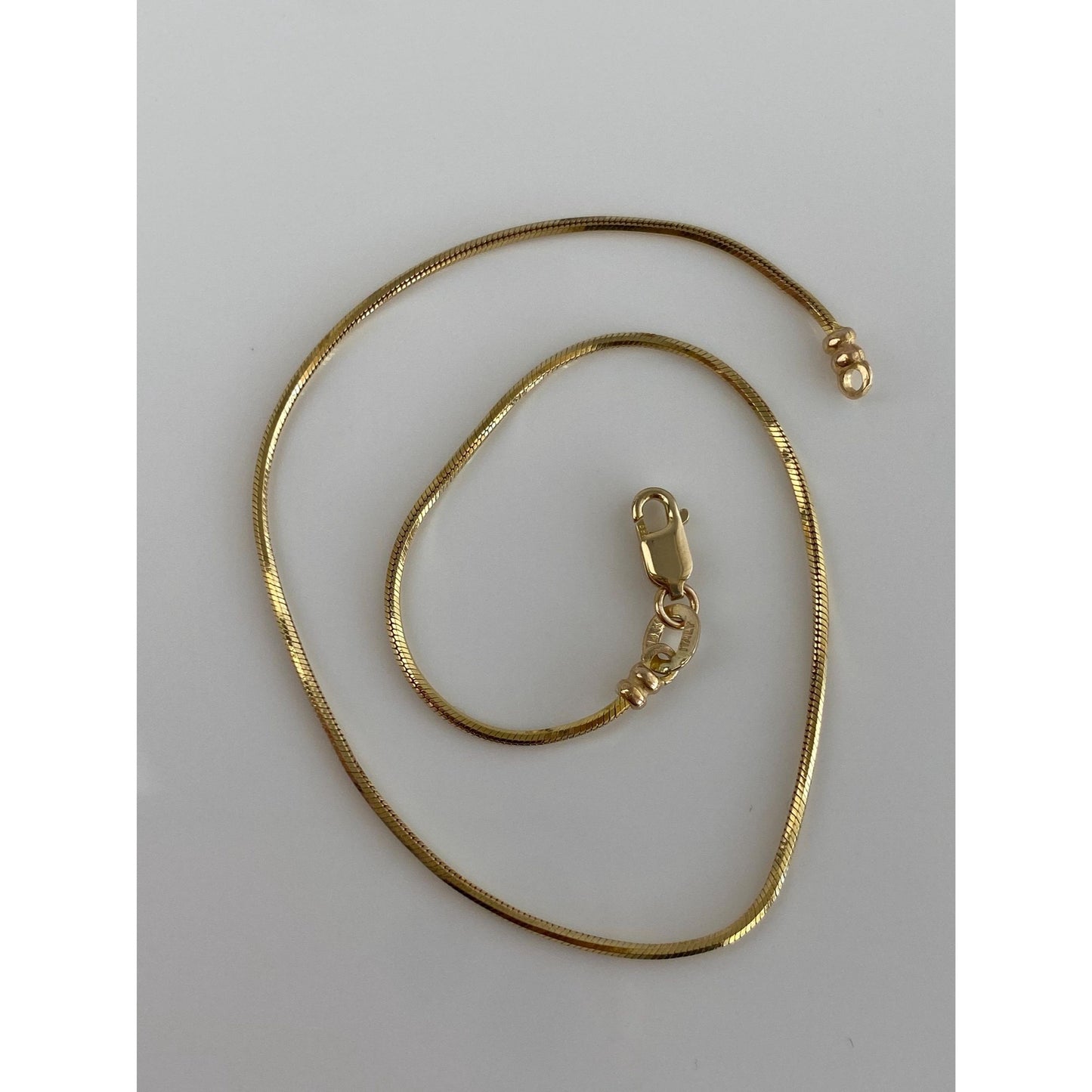 Vintage Solid 14k Yellow Gold Square Snake Chain Bracelet Anklet - 9 inches
