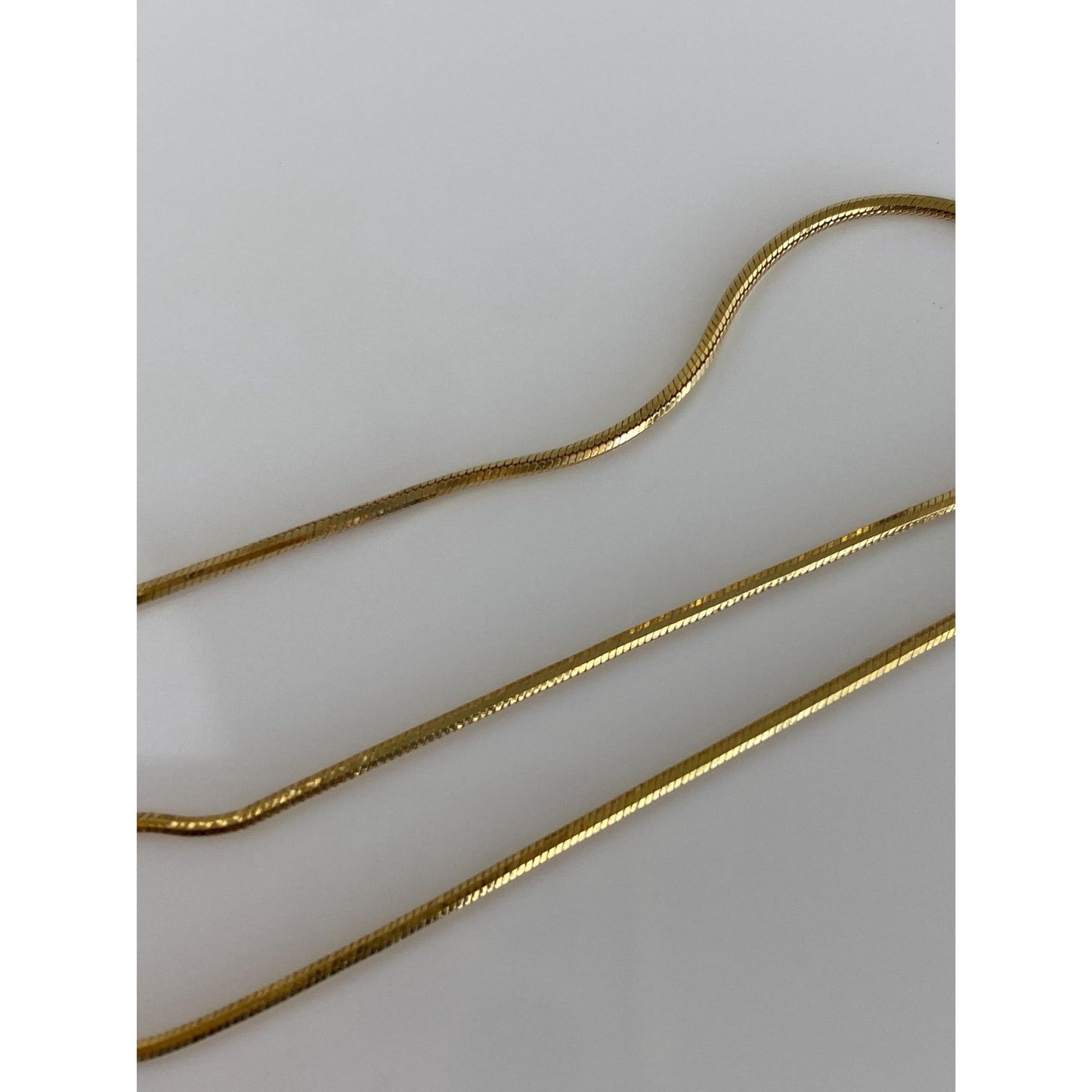 Vintage Solid 14k Yellow Gold Square Snake Chain Bracelet Anklet - 9 inches