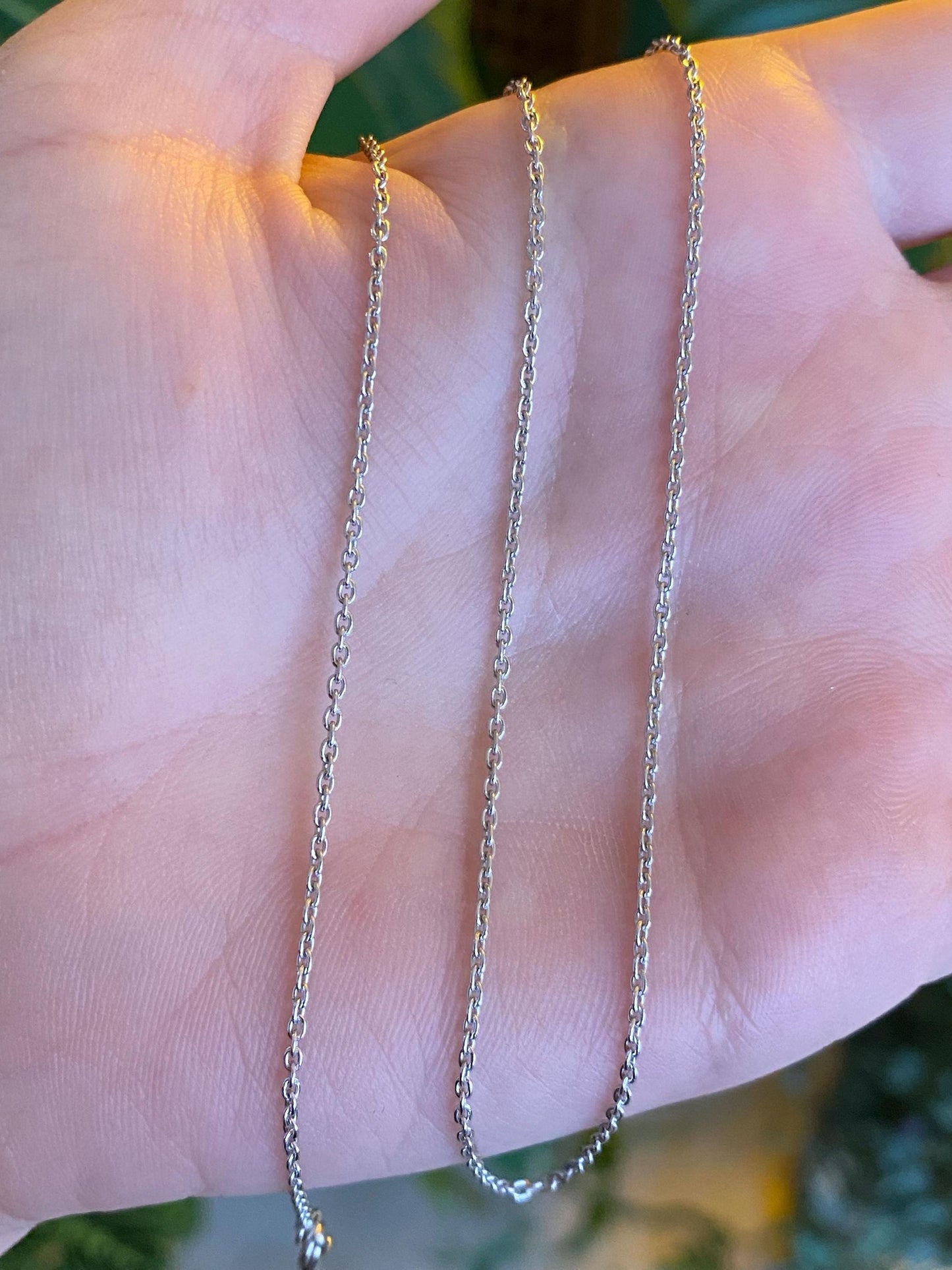Vintage Solid 14k White Gold Cable Chain Necklace - 18 inches