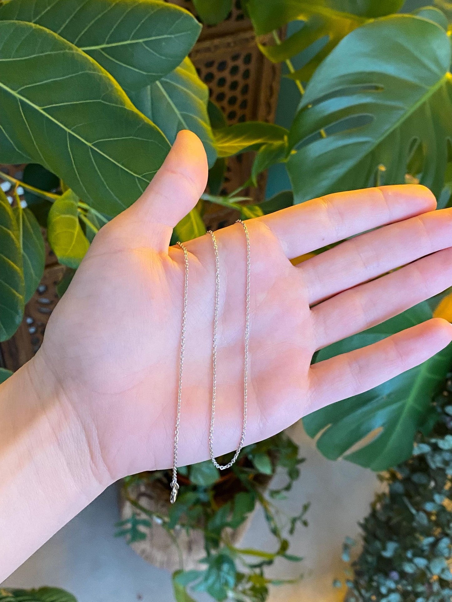 Vintage Solid 14k White Gold Cable Chain Necklace - 18 inches