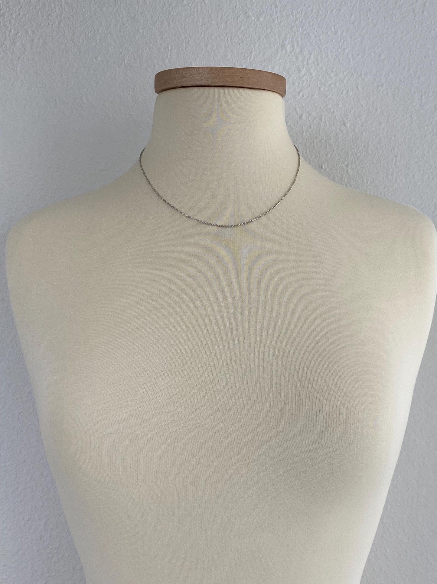 Vintage Solid 14k White Gold Cable Chain Necklace - 18 inches