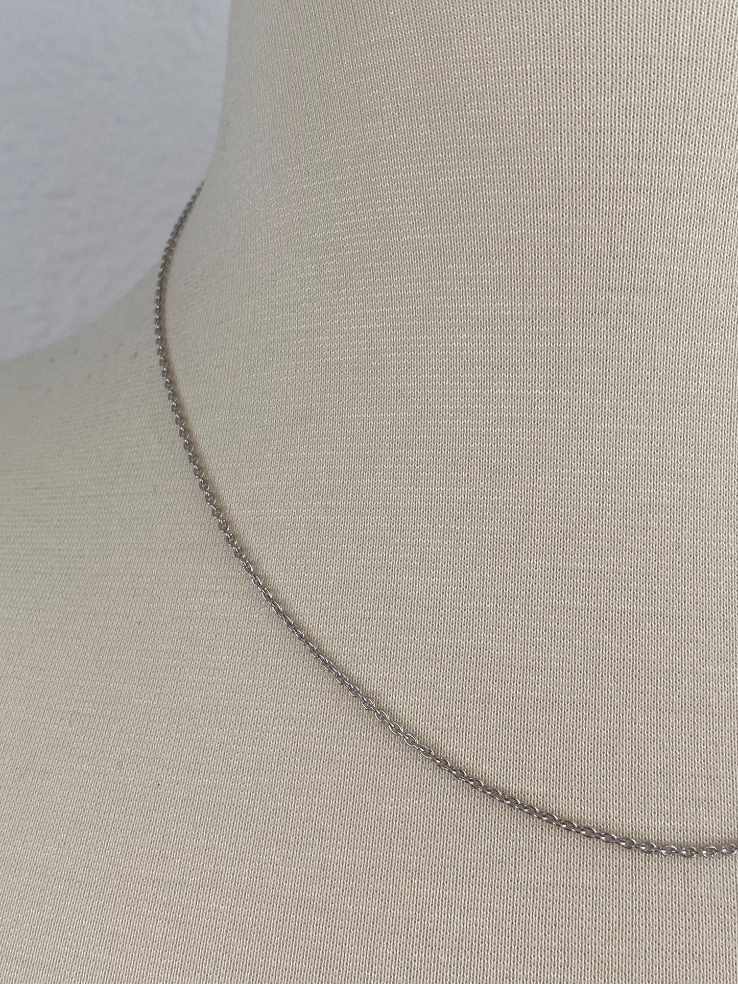 Vintage Solid 14k White Gold Cable Chain Necklace - 18 inches