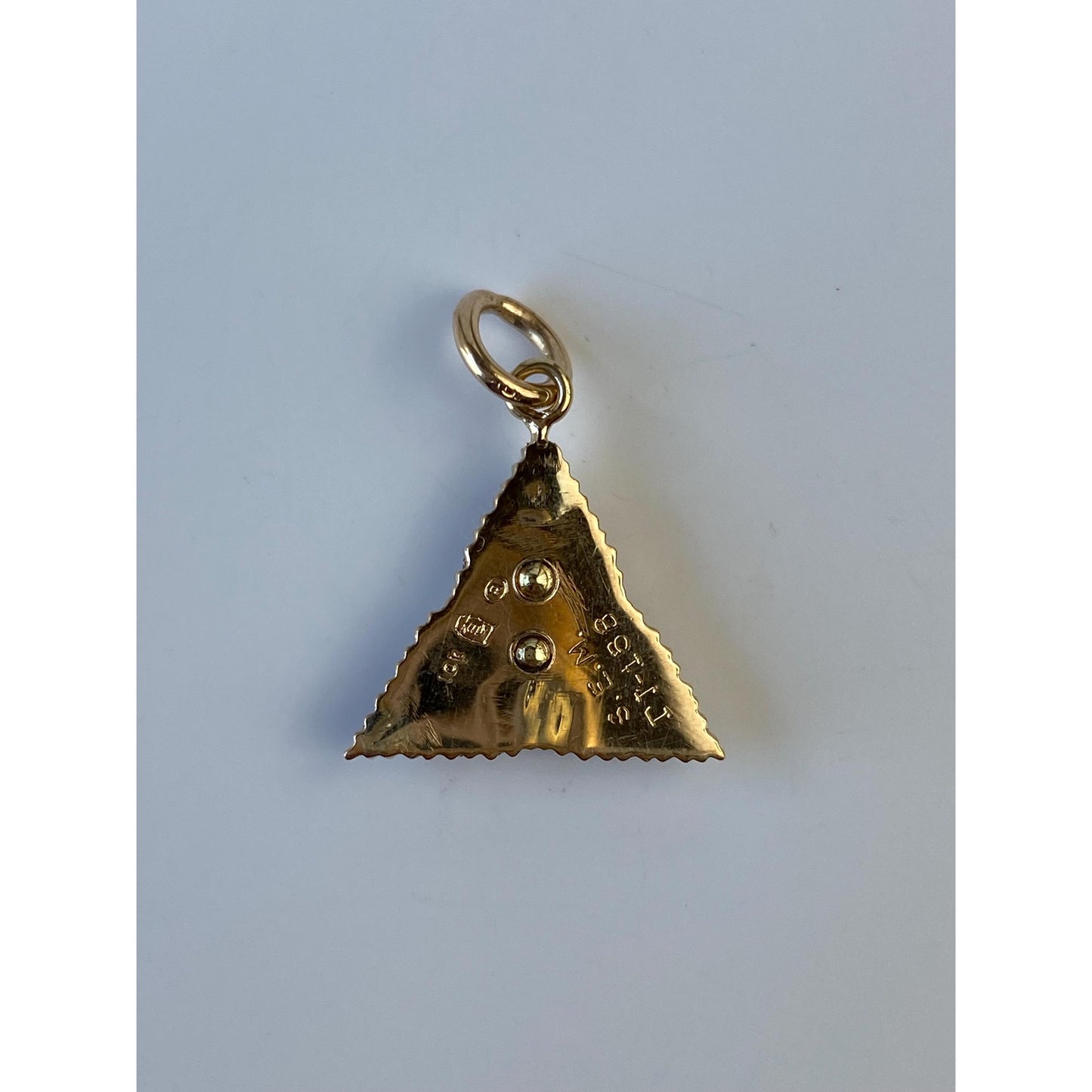 Vintage Solid 10k Yellow Gold Black Enamel Seed Pearl Fraternity Triangle Charm
