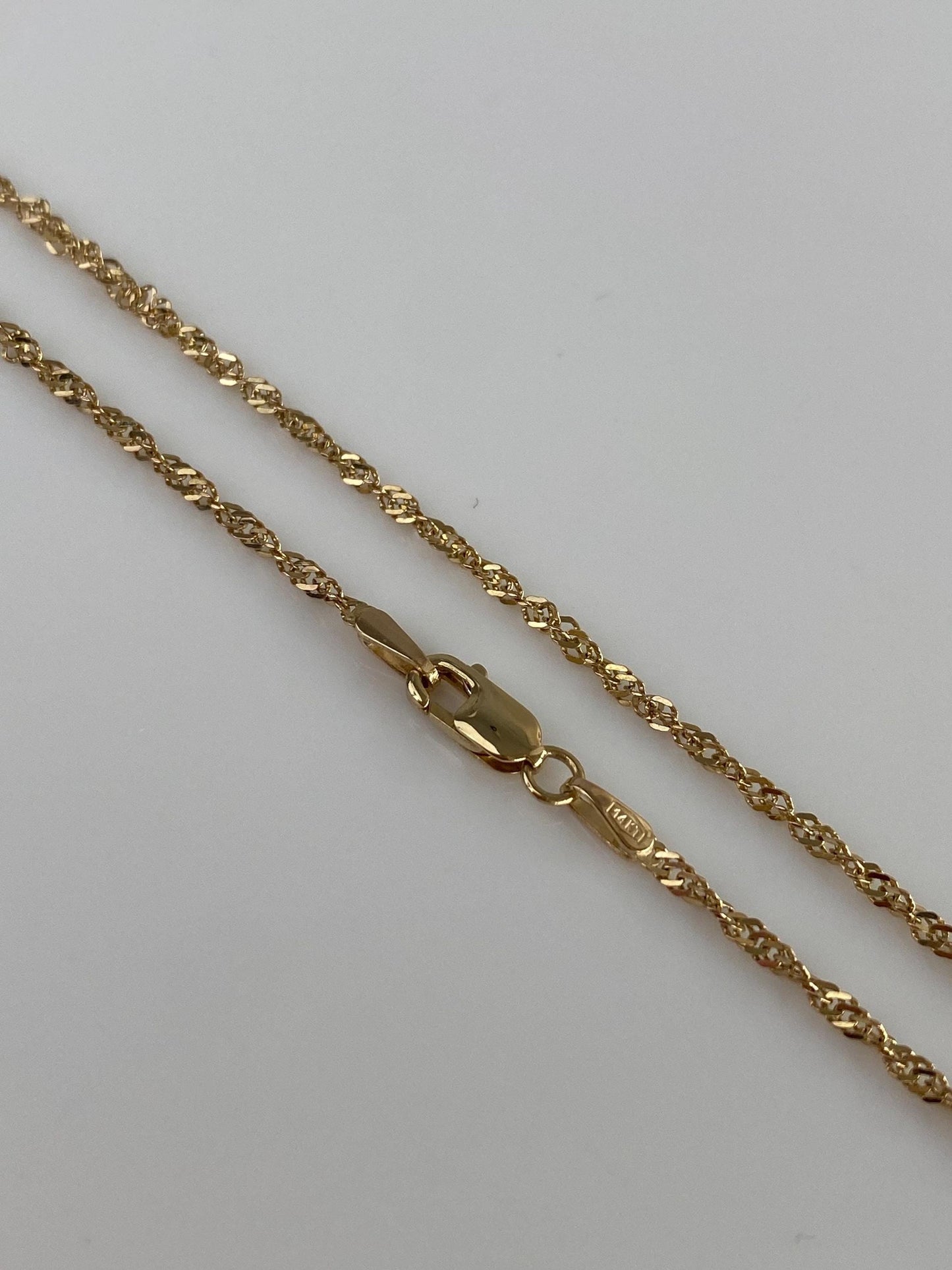 Vintage Solid 14k Yellow Gold Twist Chain Bracelet Anklet - 9 inches