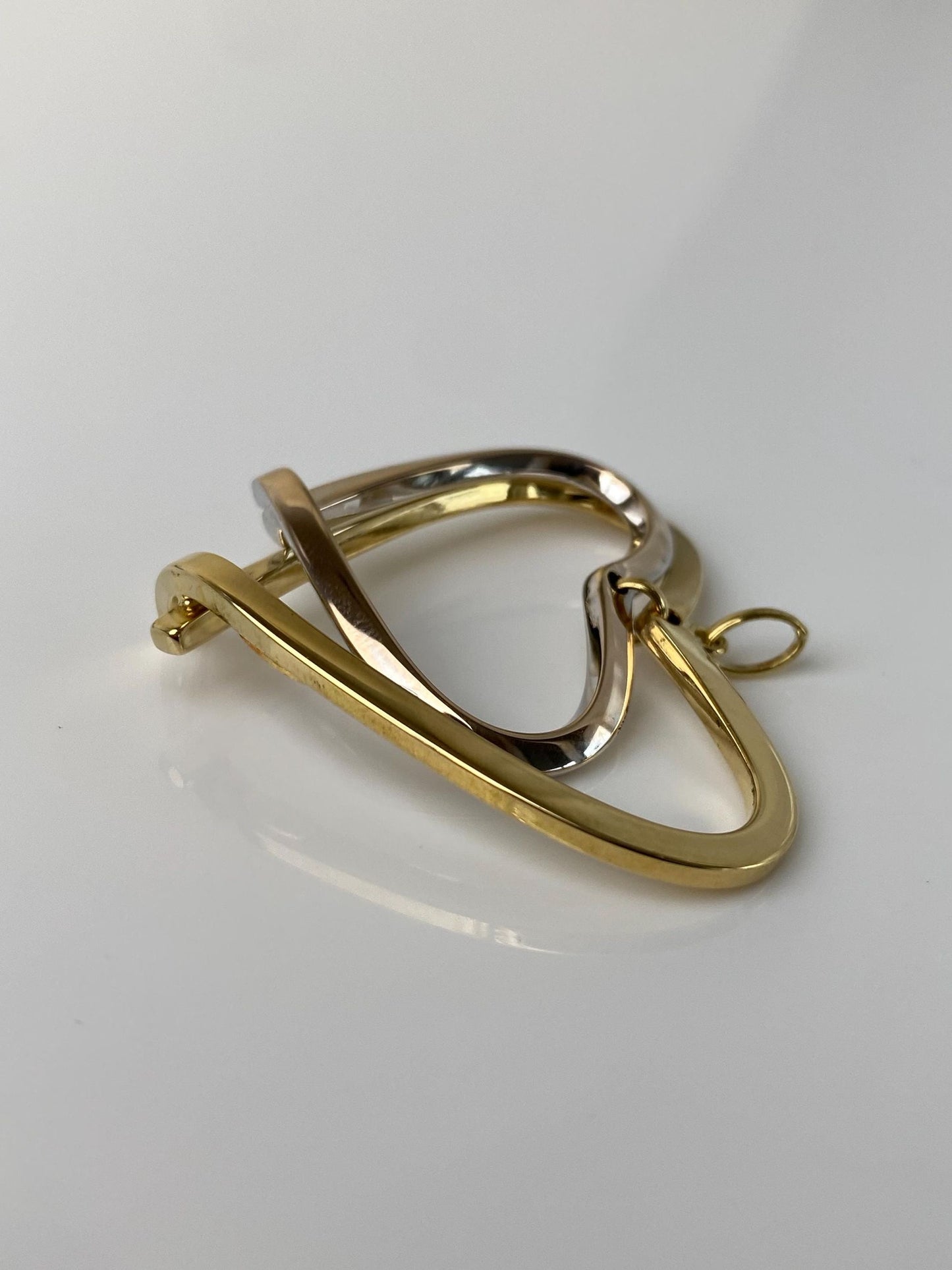 Vintage 18k White & Yellow Gold Hearts Charm