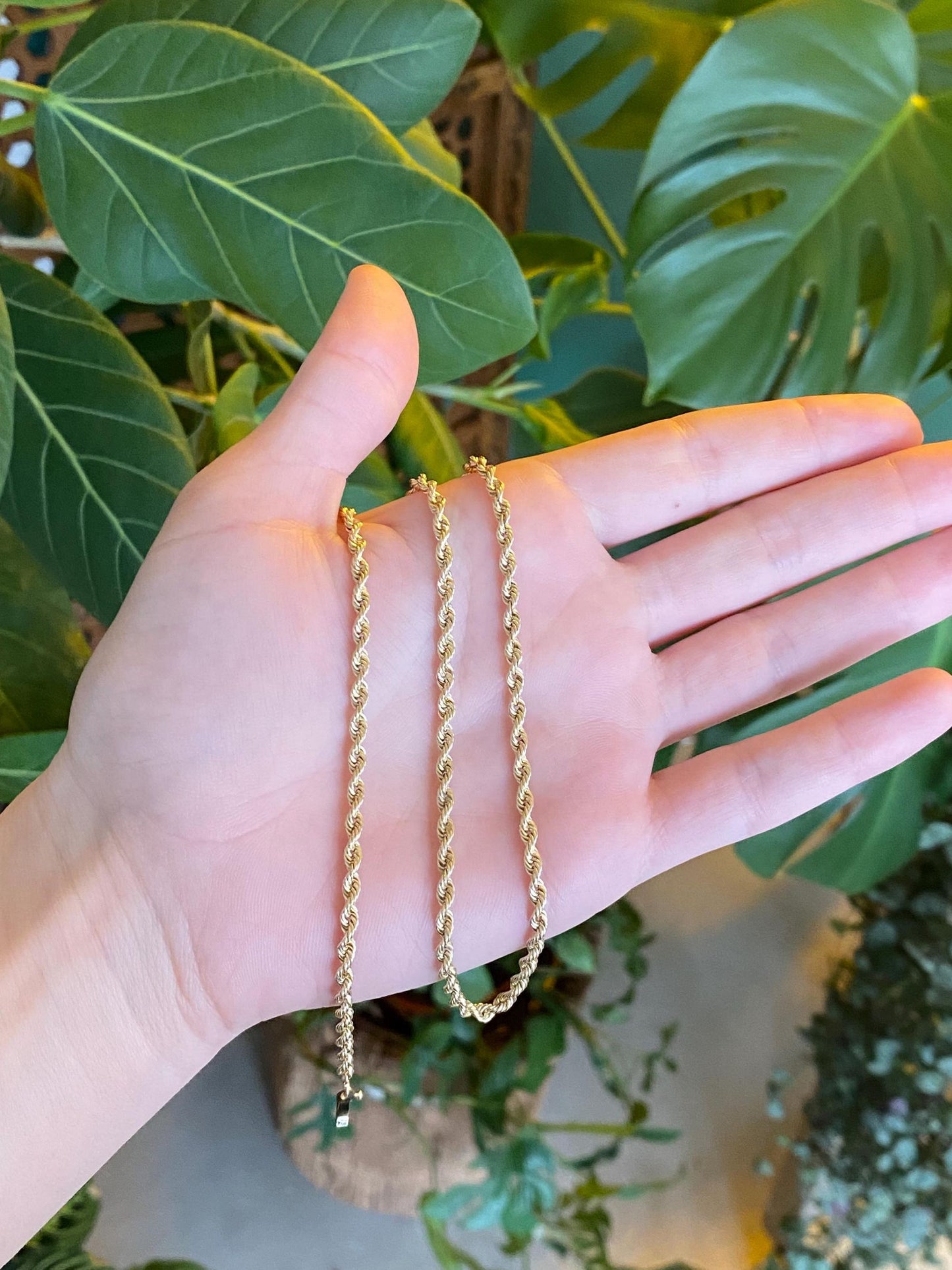 Vintage Solid 14k Yellow Gold Rope Chain Necklace - 18.5 inches