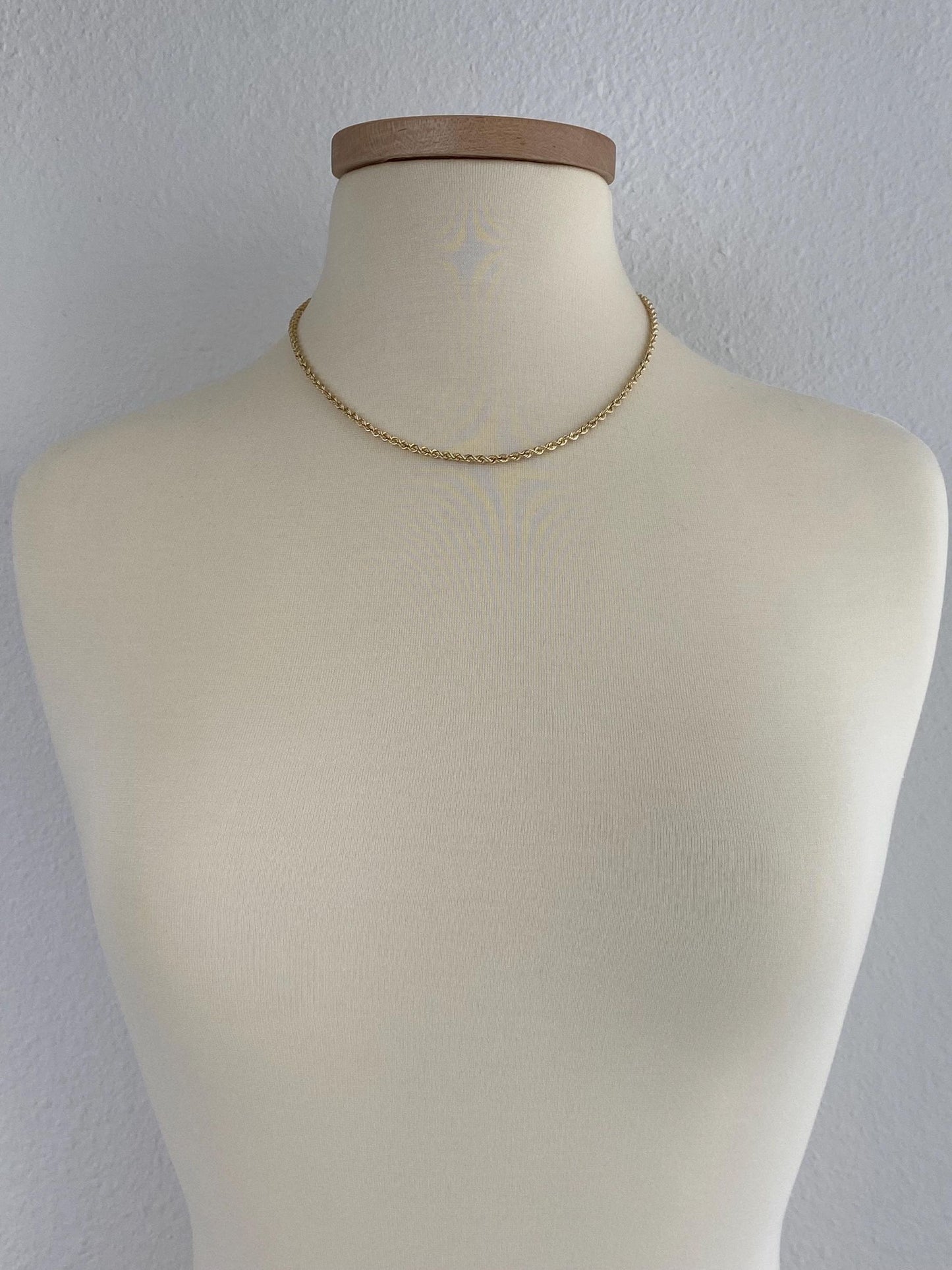 Vintage Solid 14k Yellow Gold Rope Chain Necklace - 18.5 inches