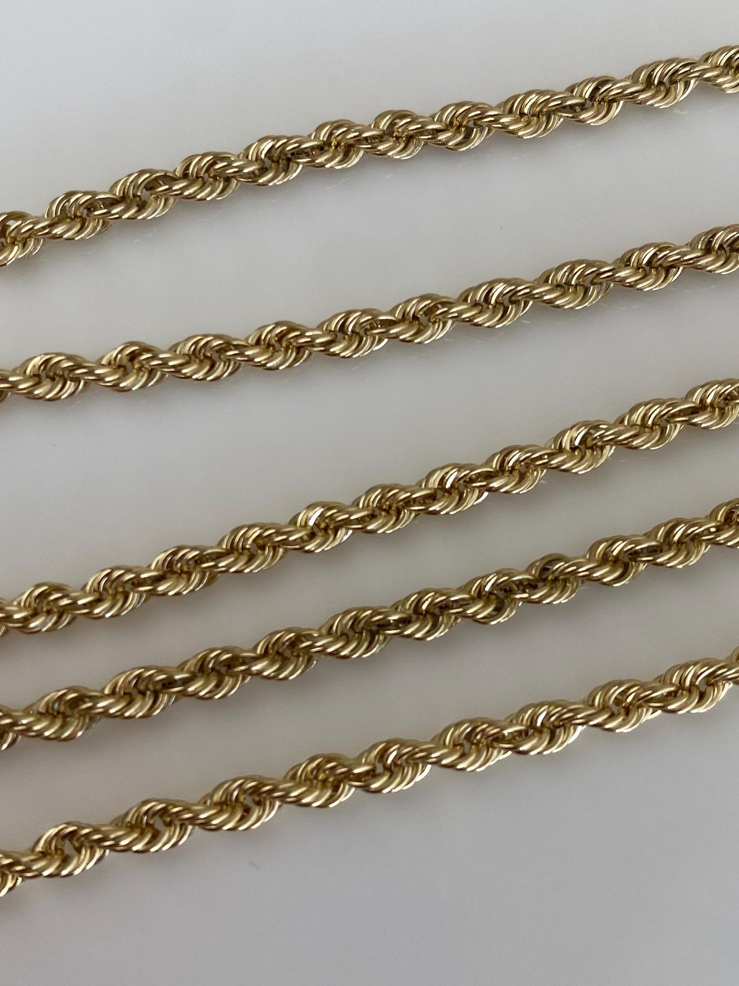 Vintage Solid 14k Yellow Gold Rope Chain Necklace - 18.5 inches