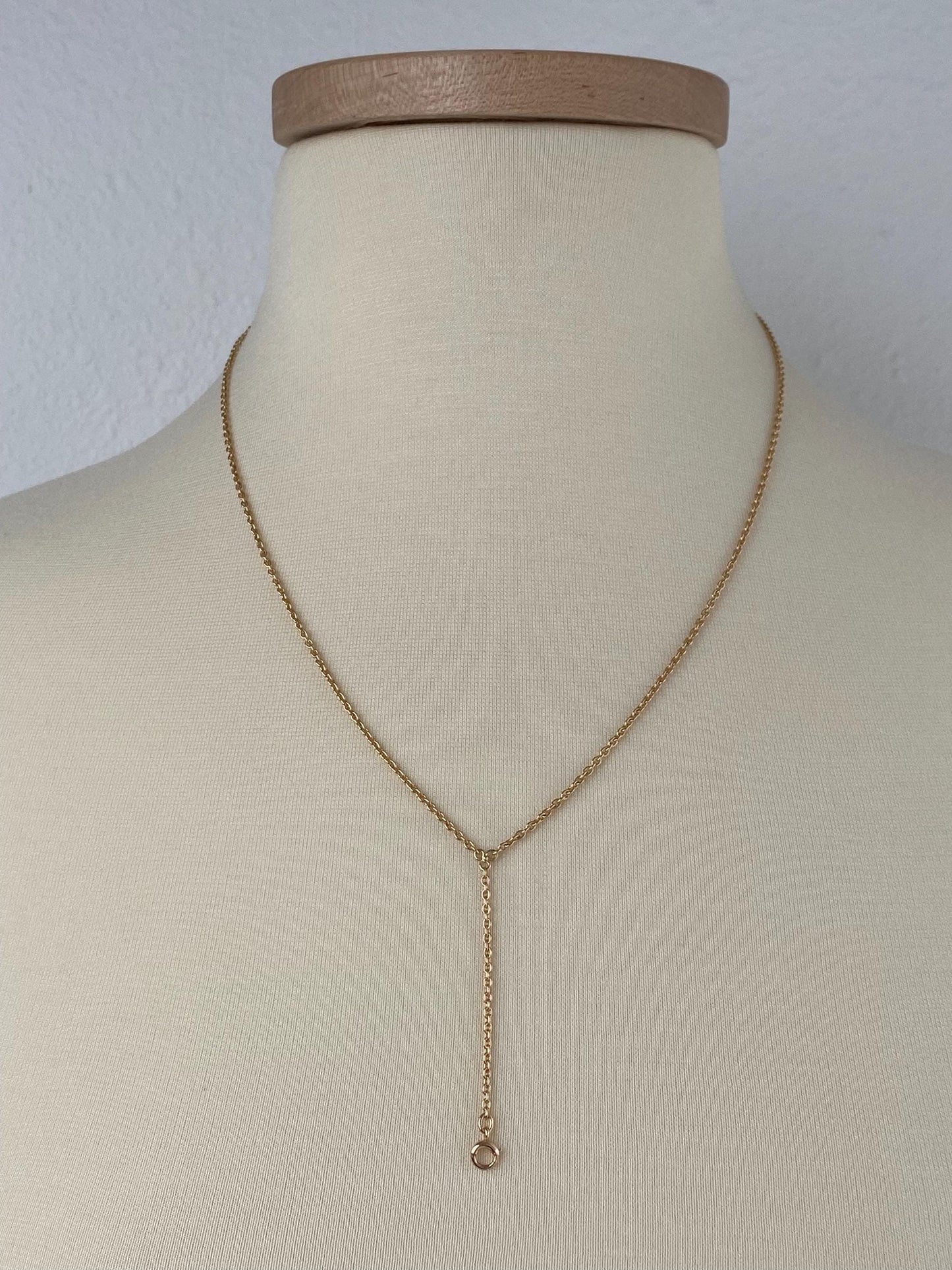 Vintage Solid 14k Yellow Gold Cable Chain Charm Holder Necklace - 21 inches