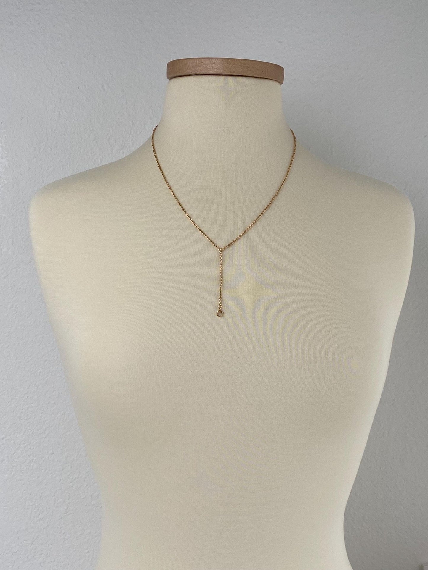 Vintage Solid 14k Yellow Gold Cable Chain Charm Holder Necklace - 21 inches