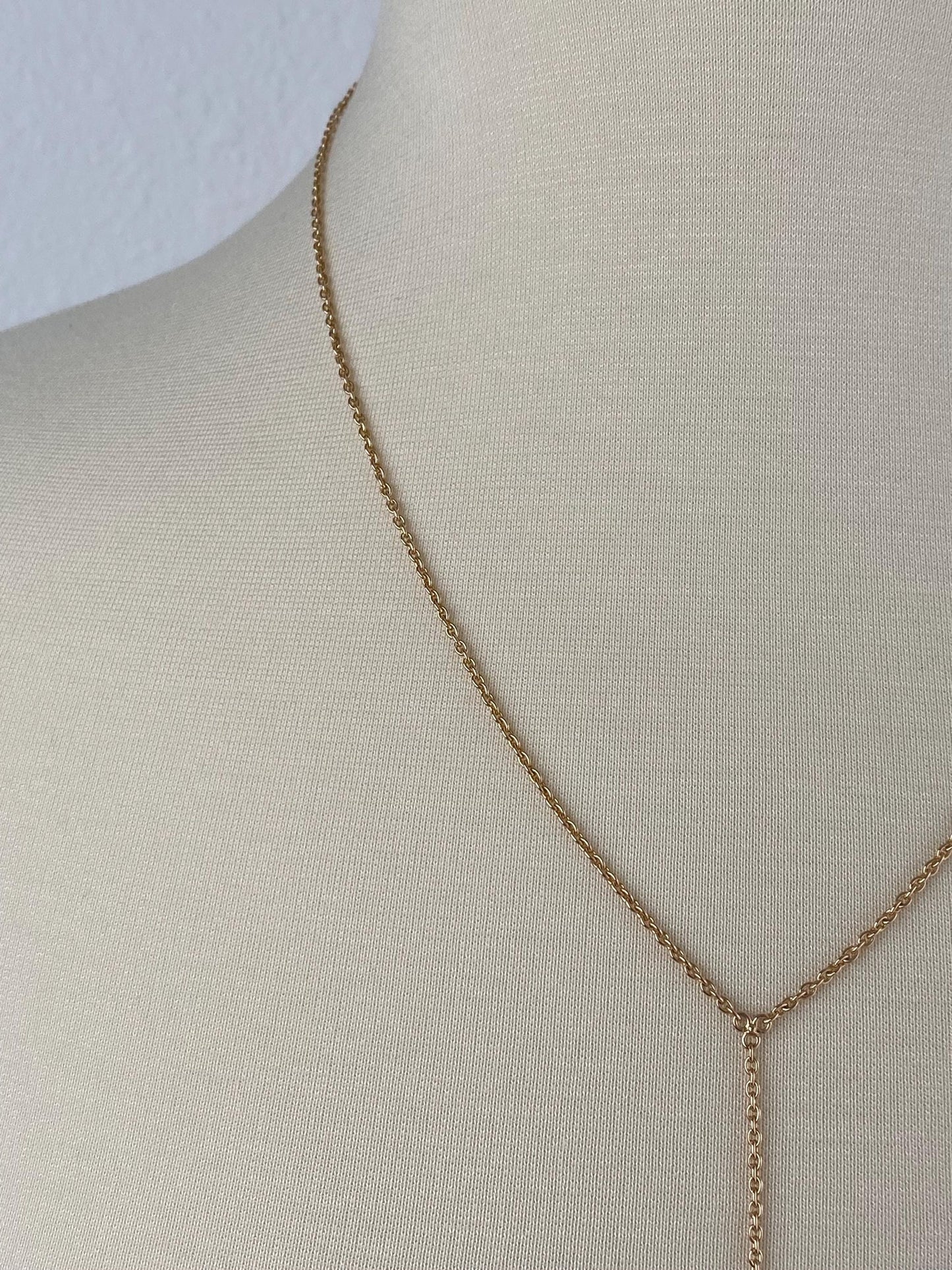 Vintage Solid 14k Yellow Gold Cable Chain Charm Holder Necklace - 21 inches