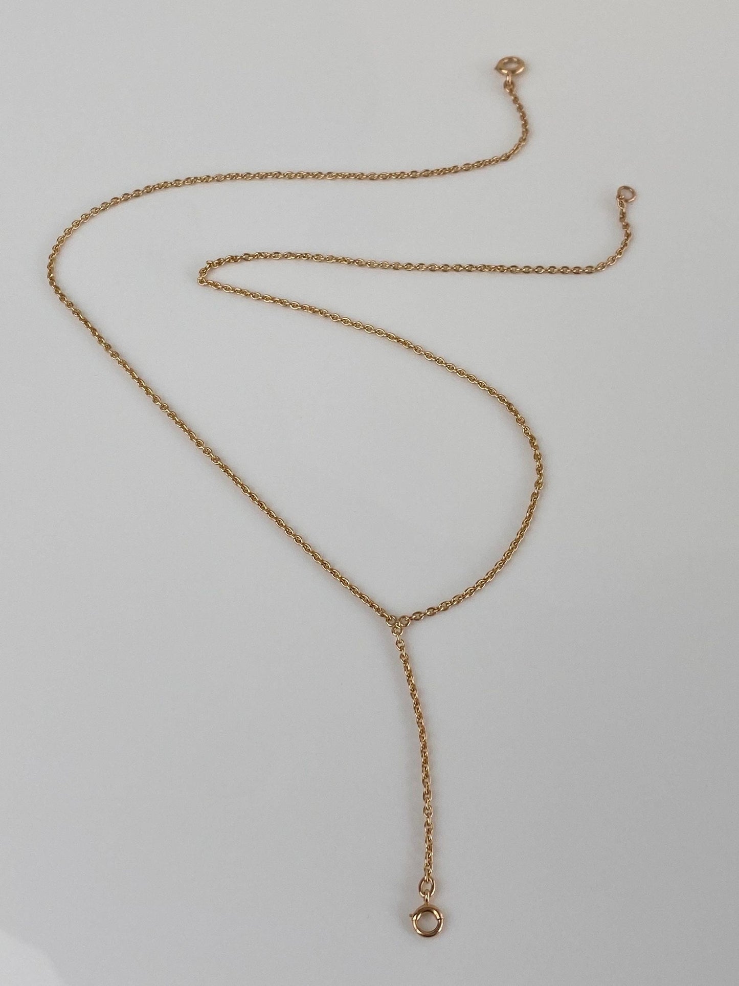 Vintage Solid 14k Yellow Gold Cable Chain Charm Holder Necklace - 21 inches
