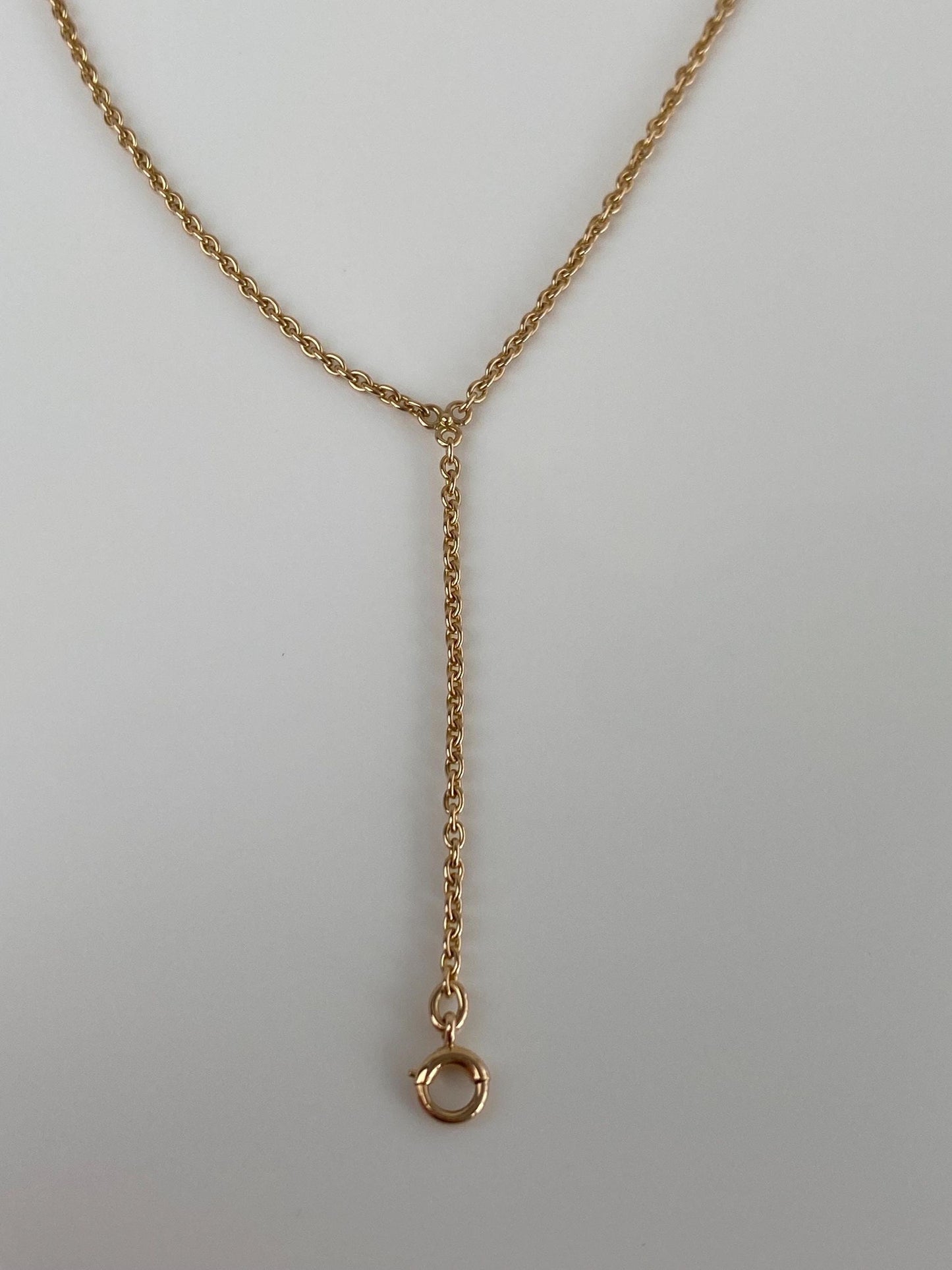 Vintage Solid 14k Yellow Gold Cable Chain Charm Holder Necklace - 21 inches