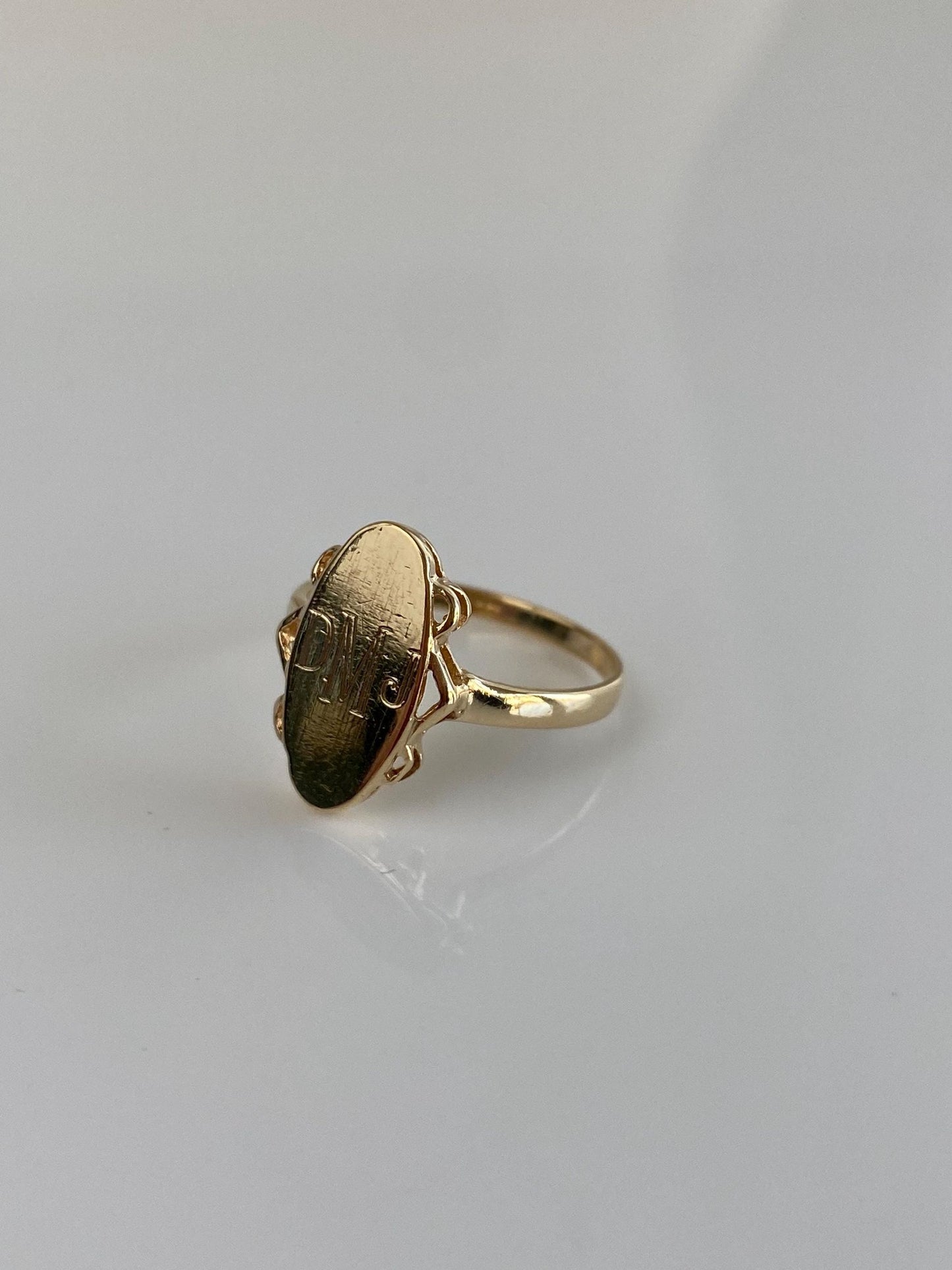 Vintage Solid 10k Yellow Gold Monogram Signet Ring - Size 5.5