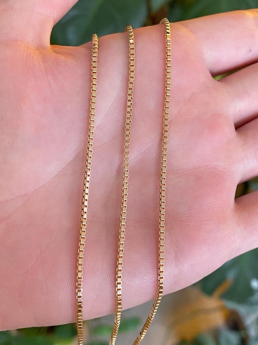 Vintage 14k Yellow Gold Chunky Box Chain Necklace - 23.75 inches