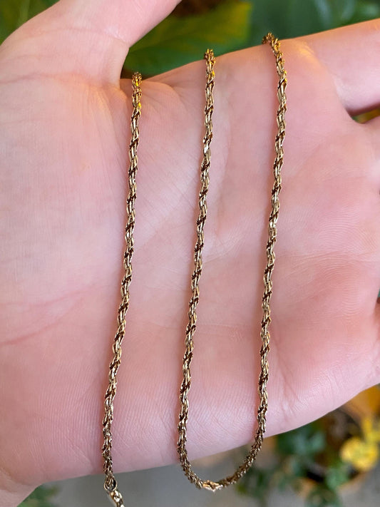 Vintage Solid 14k Yellow Gold Twist Style Chain Necklace - 20.25 inches