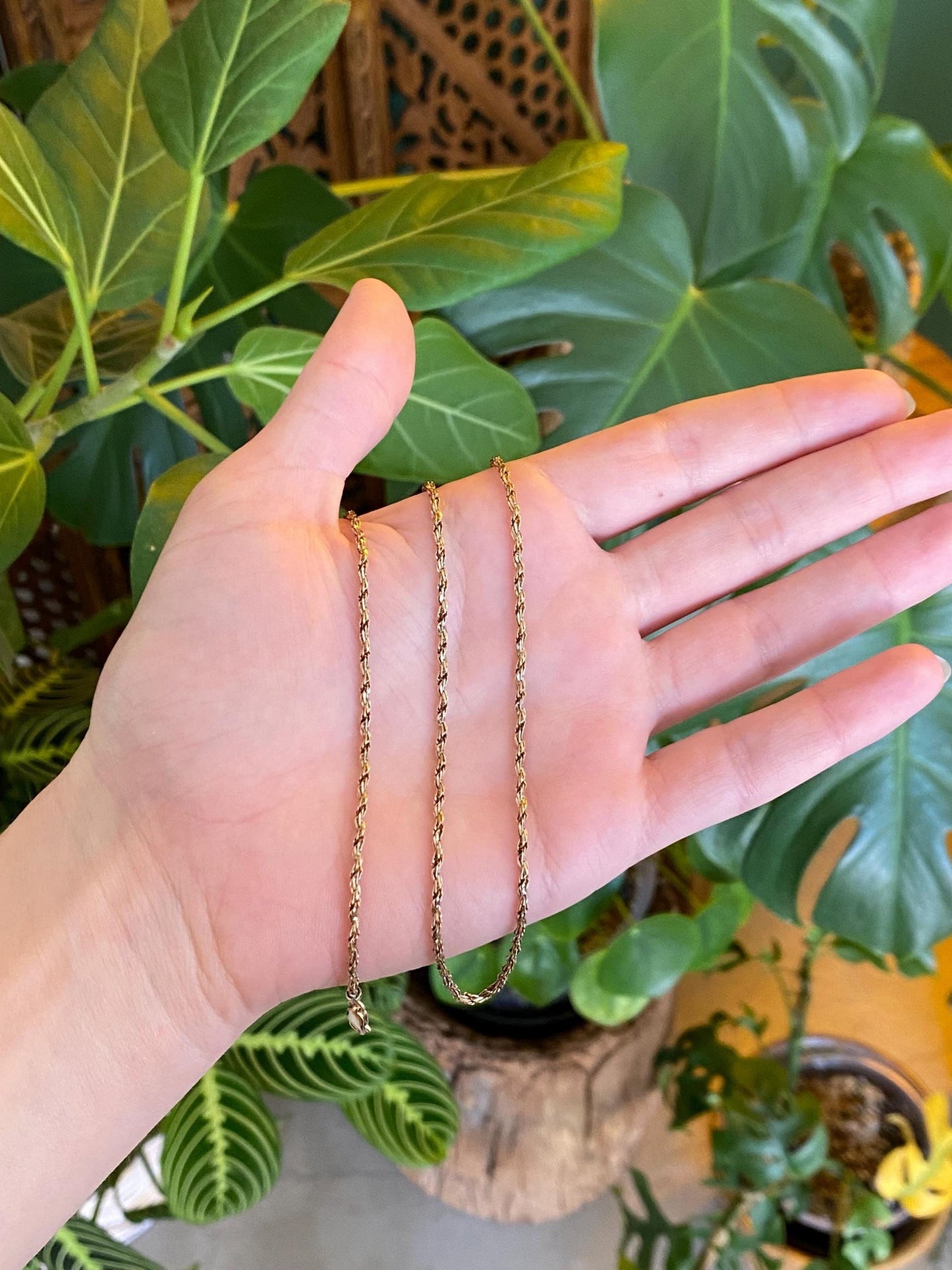 Vintage Solid 14k Yellow Gold Twist Style Chain Necklace - 20.25 inches