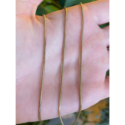 Vintage Solid 14k Yellow Gold Snake Chain Necklace - 24.25 inches