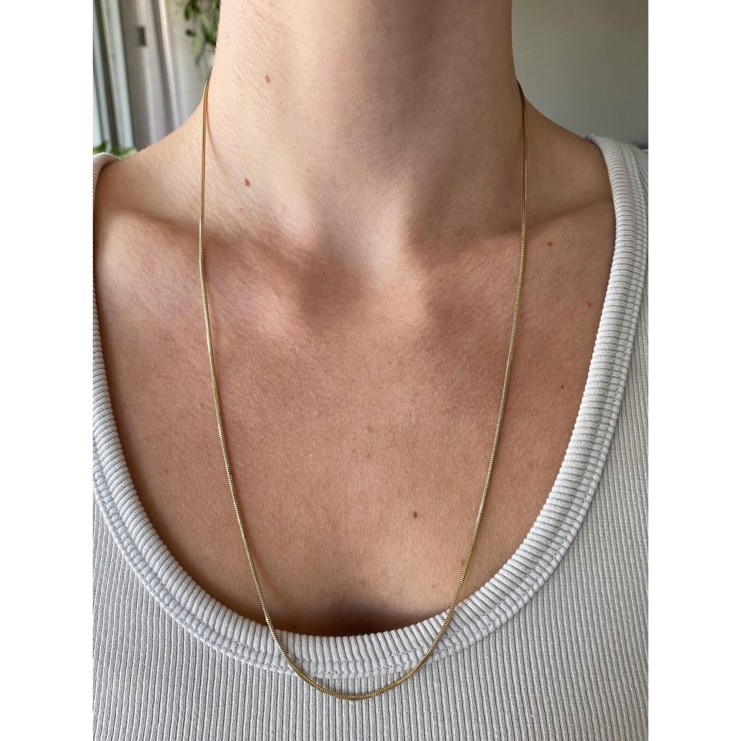 Vintage Solid 14k Yellow Gold Snake Chain Necklace - 24.25 inches