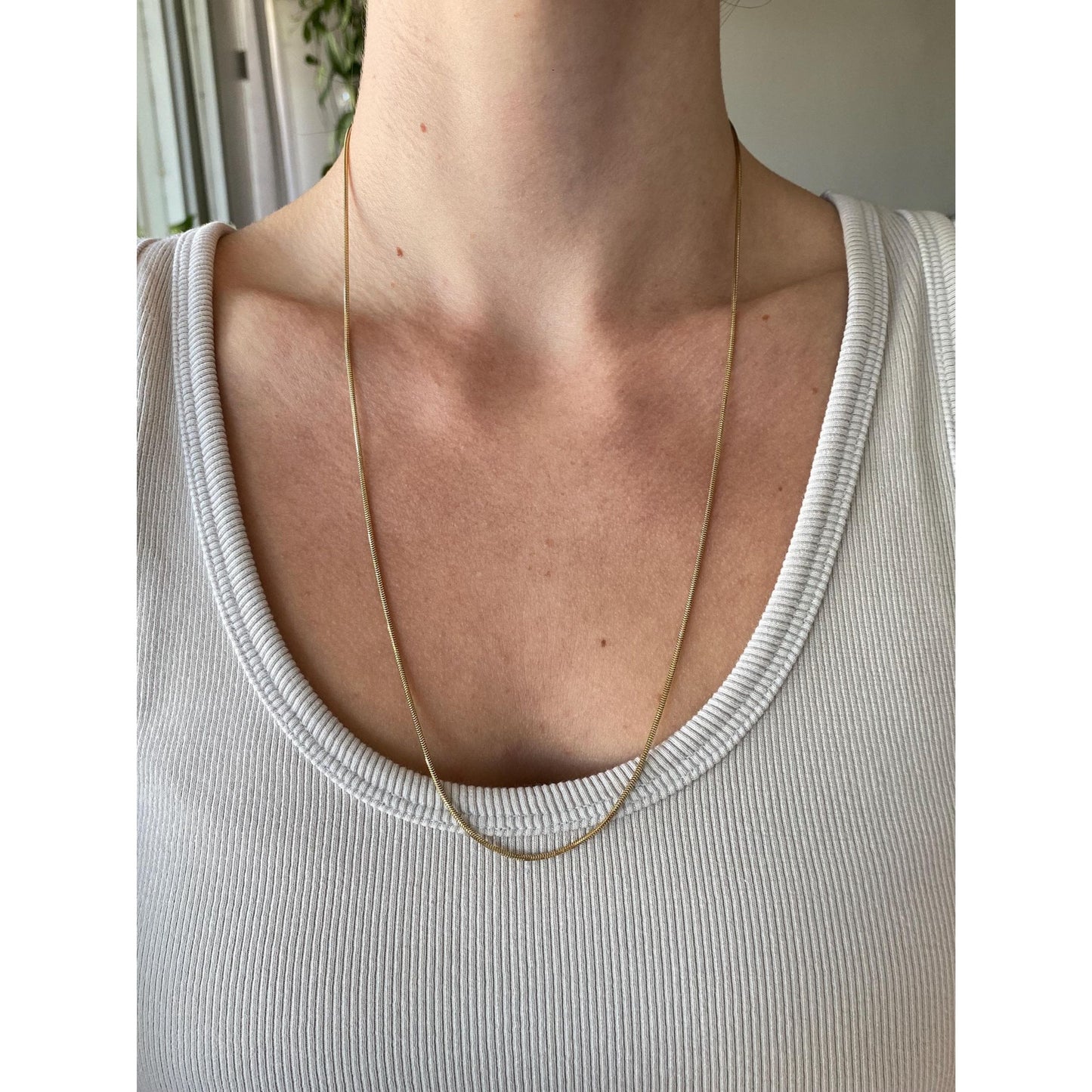 Vintage Solid 14k Yellow Gold Snake Chain Necklace - 24.25 inches