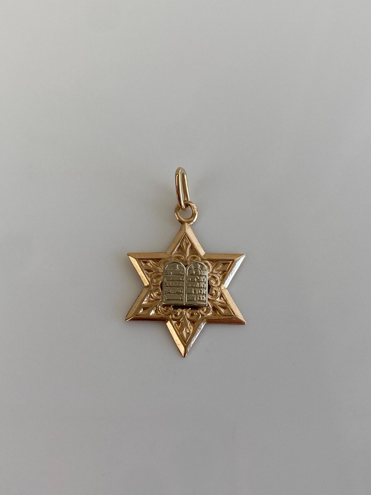 Vintage Solid 14k Rose & White Gold Star Of David Charm