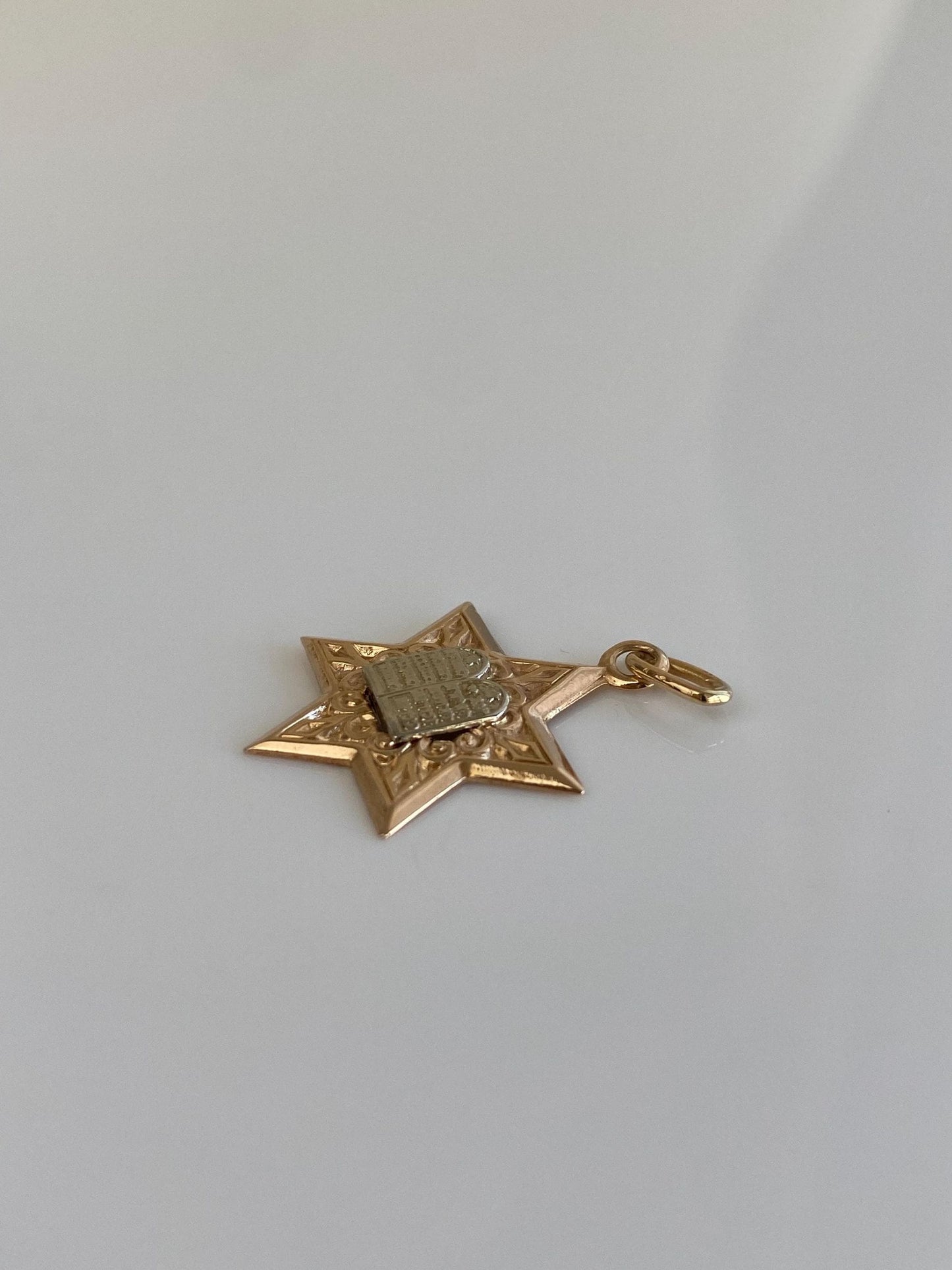 Vintage Solid 14k Rose & White Gold Star Of David Charm