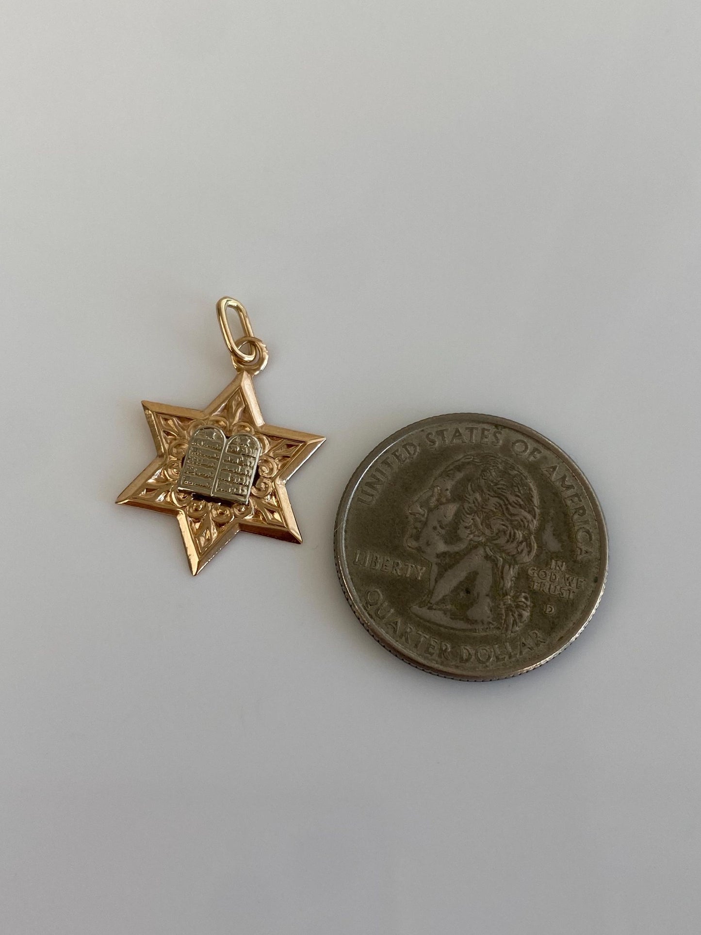 Vintage Solid 14k Rose & White Gold Star Of David Charm