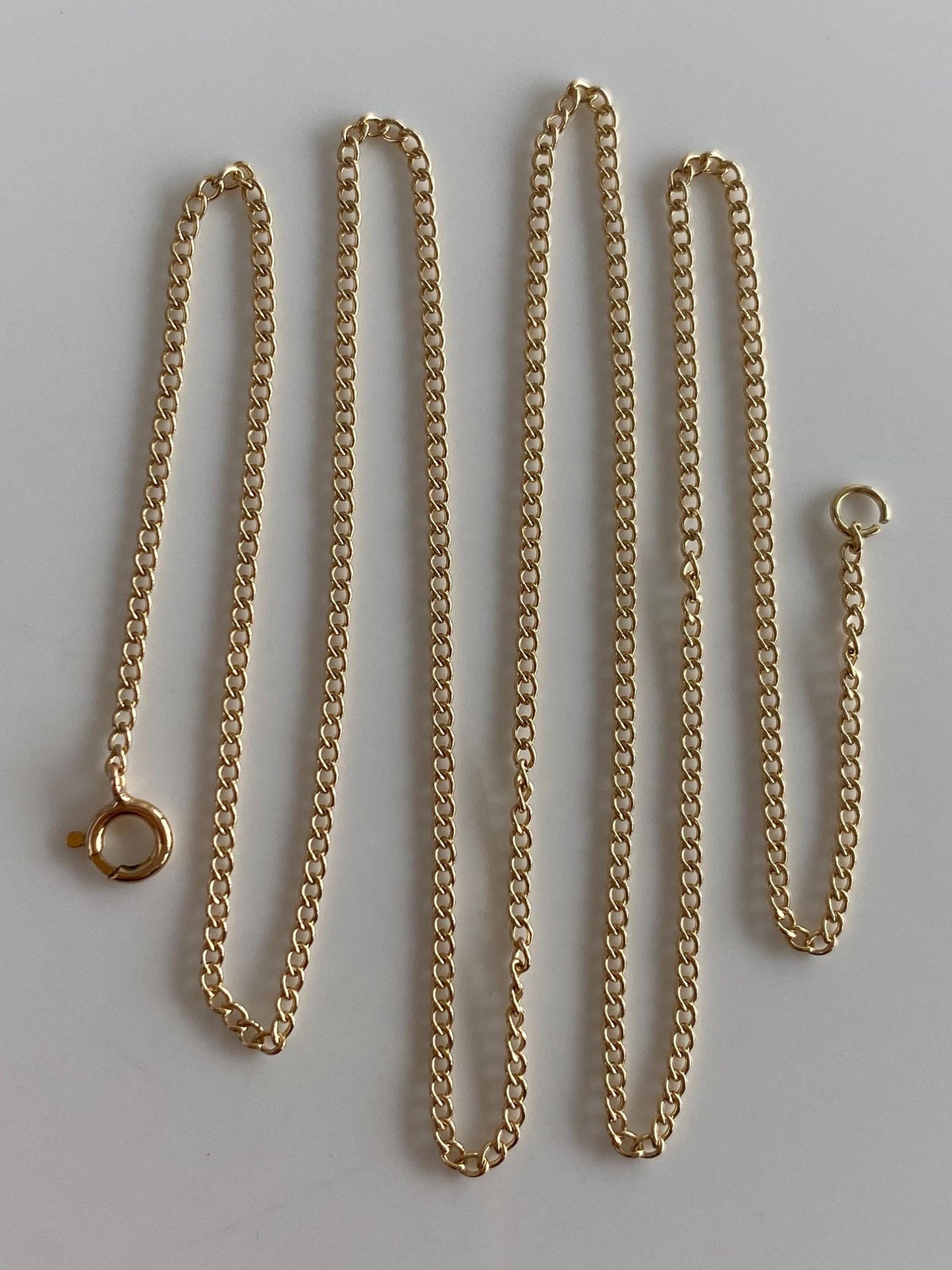 Vintage Solid 14k Yellow Gold Dainty Curb Chain Necklace - 17.5 inches