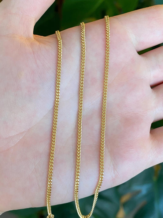 Vintage Solid 18k Yellow Gold Curb Chain Necklace - 19.75 inches