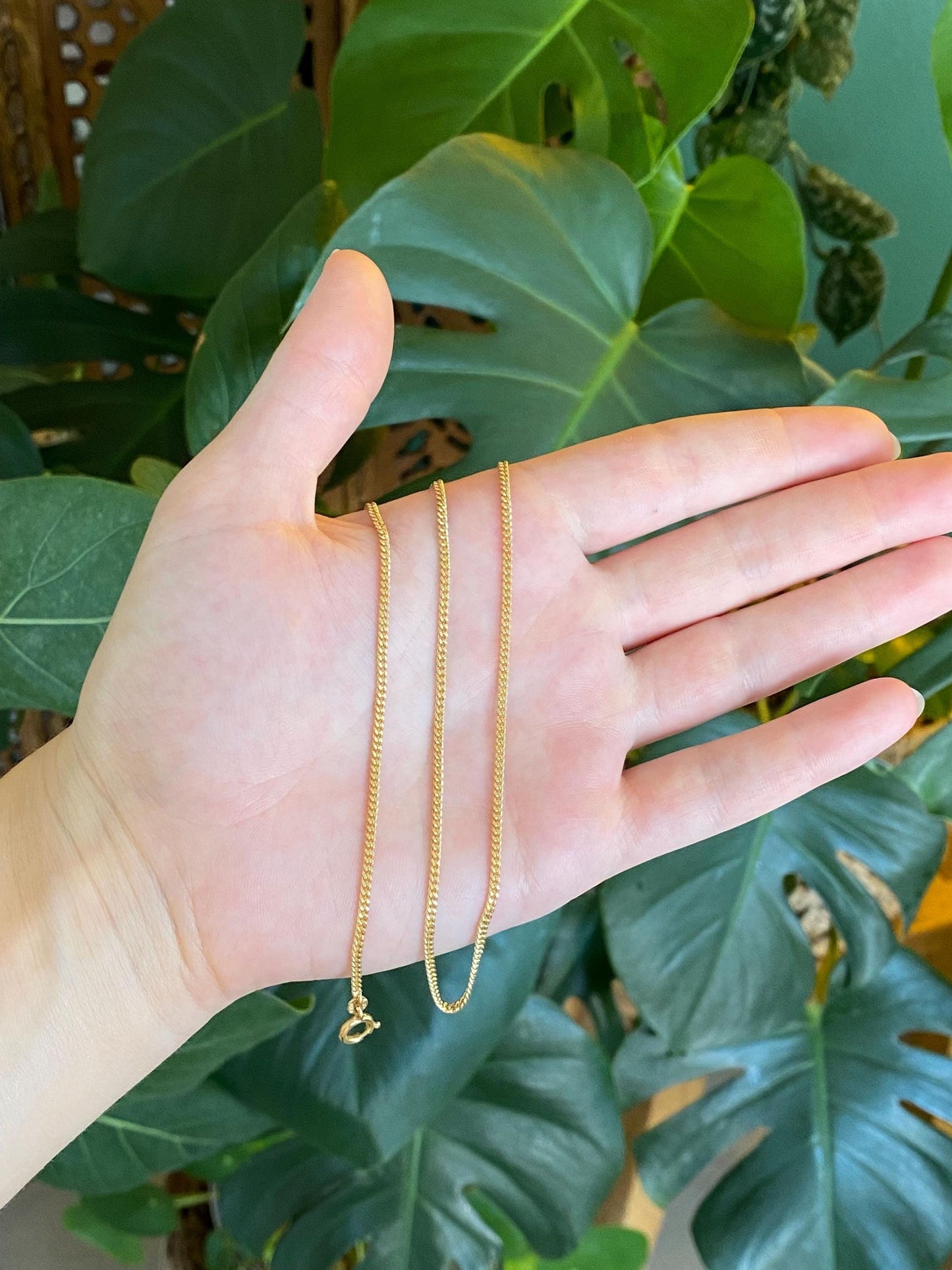 Vintage Solid 18k Yellow Gold Curb Chain Necklace - 19.75 inches
