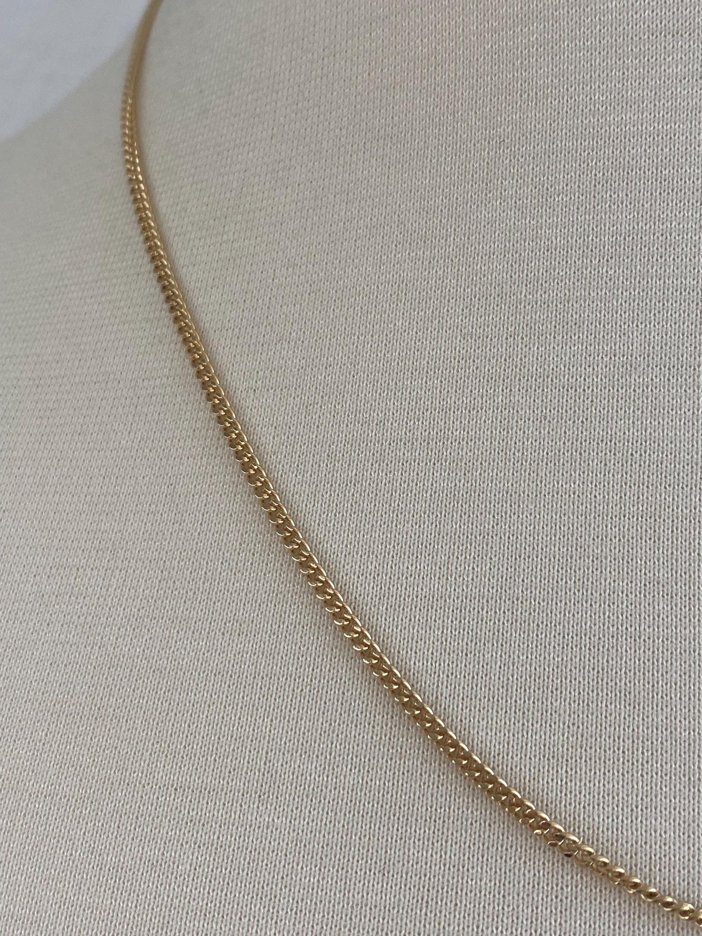 Vintage Solid 18k Yellow Gold Curb Chain Necklace - 19.75 inches