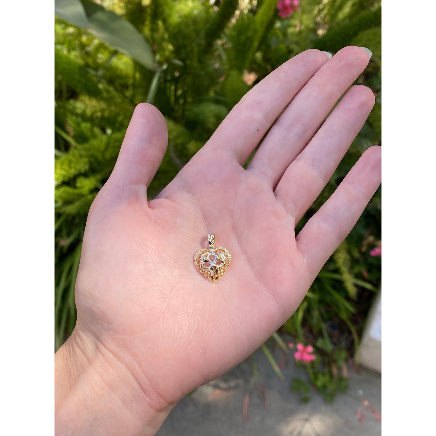 Solid 14k Yellow Gold Diamond Cut Heart Charm