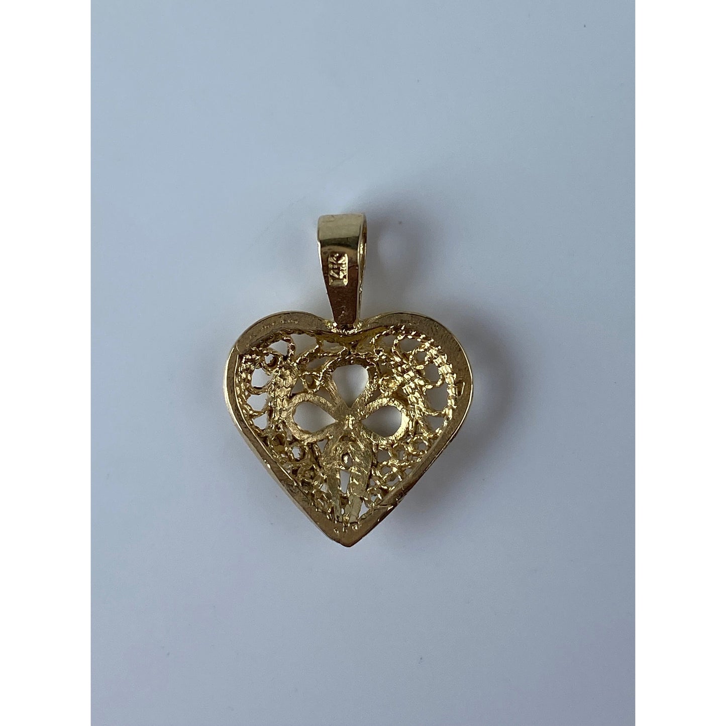 Solid 14k Yellow Gold Diamond Cut Heart Charm