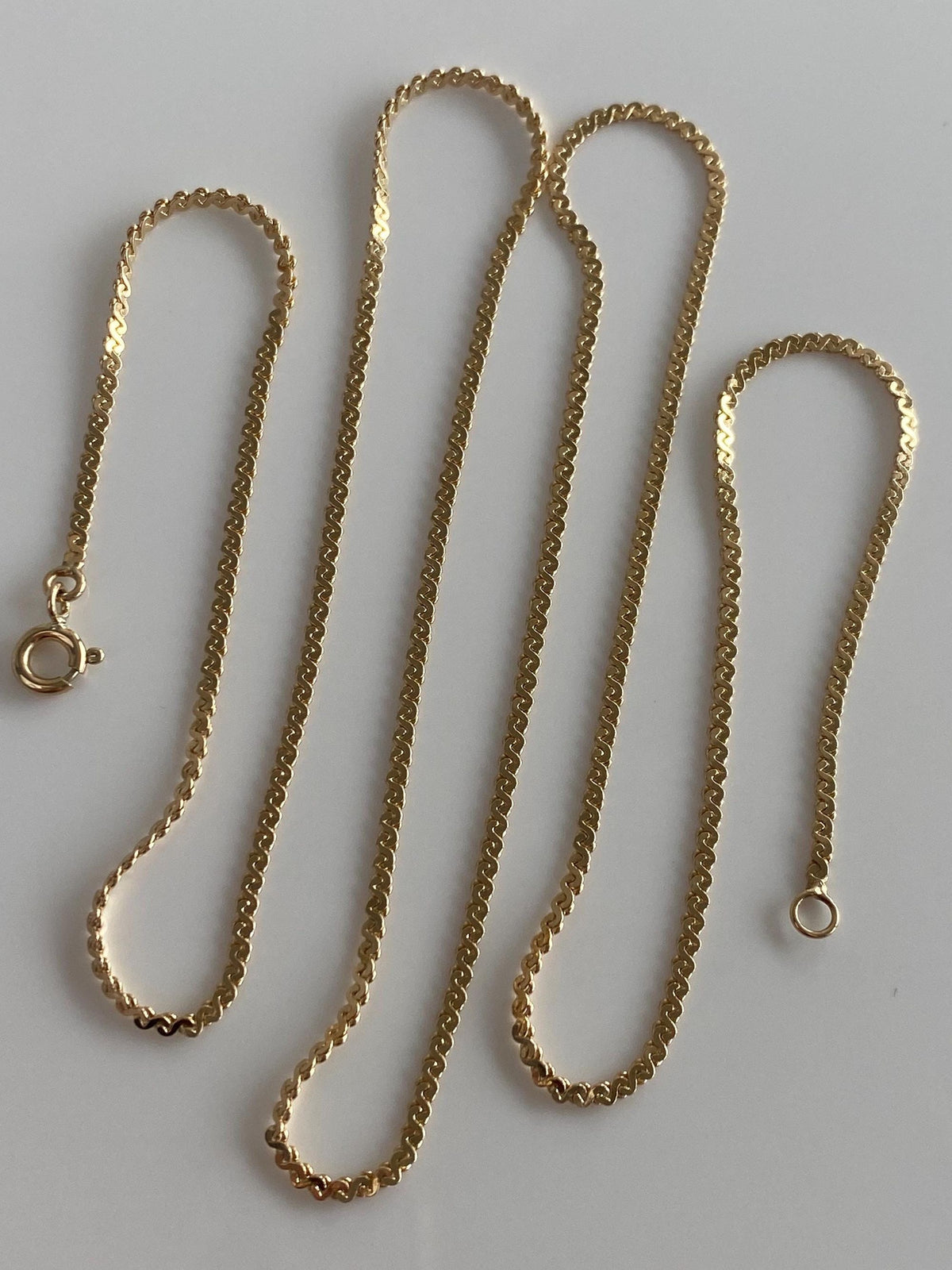 Vintage Solid 14k Yellow Gold Long Serpentine Chain Necklace - 24 inches