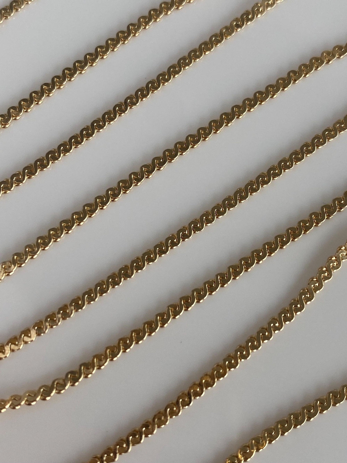 Vintage Solid 14k Yellow Gold Long Serpentine Chain Necklace - 24 inches