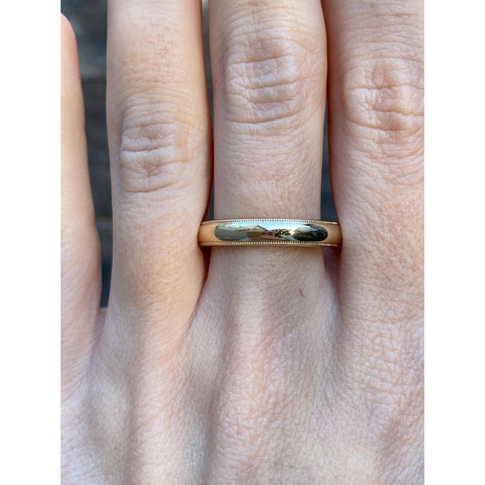 Vintage Solid 14k Yellow Gold Milgrain Ring Band - Size 10