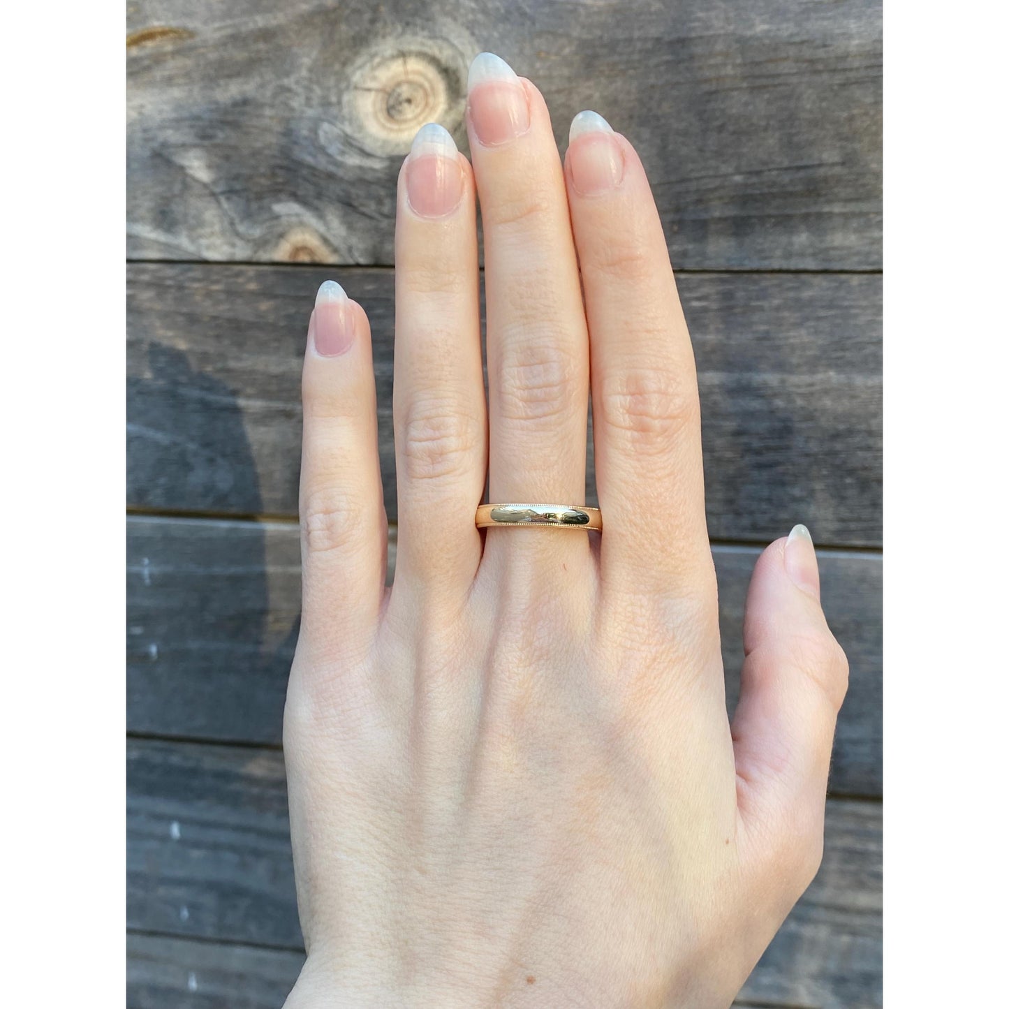 Vintage Solid 14k Yellow Gold Milgrain Ring Band - Size 10