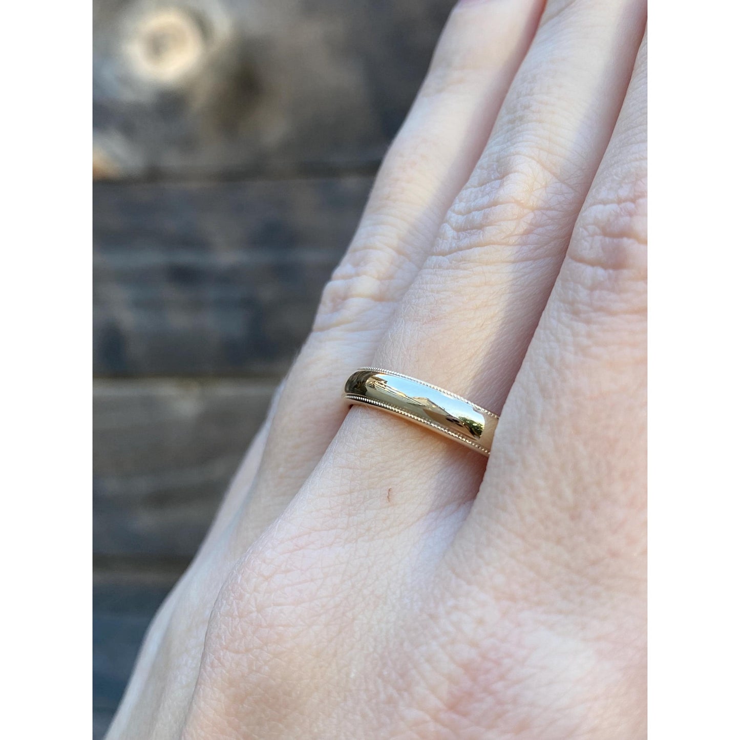 Vintage Solid 14k Yellow Gold Milgrain Ring Band - Size 10