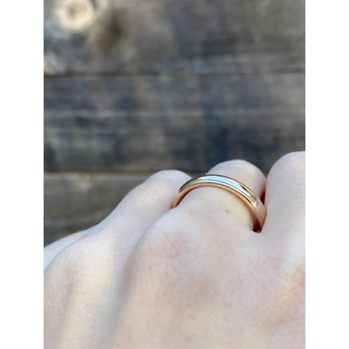 Vintage Solid 14k Yellow Gold Milgrain Ring Band - Size 10