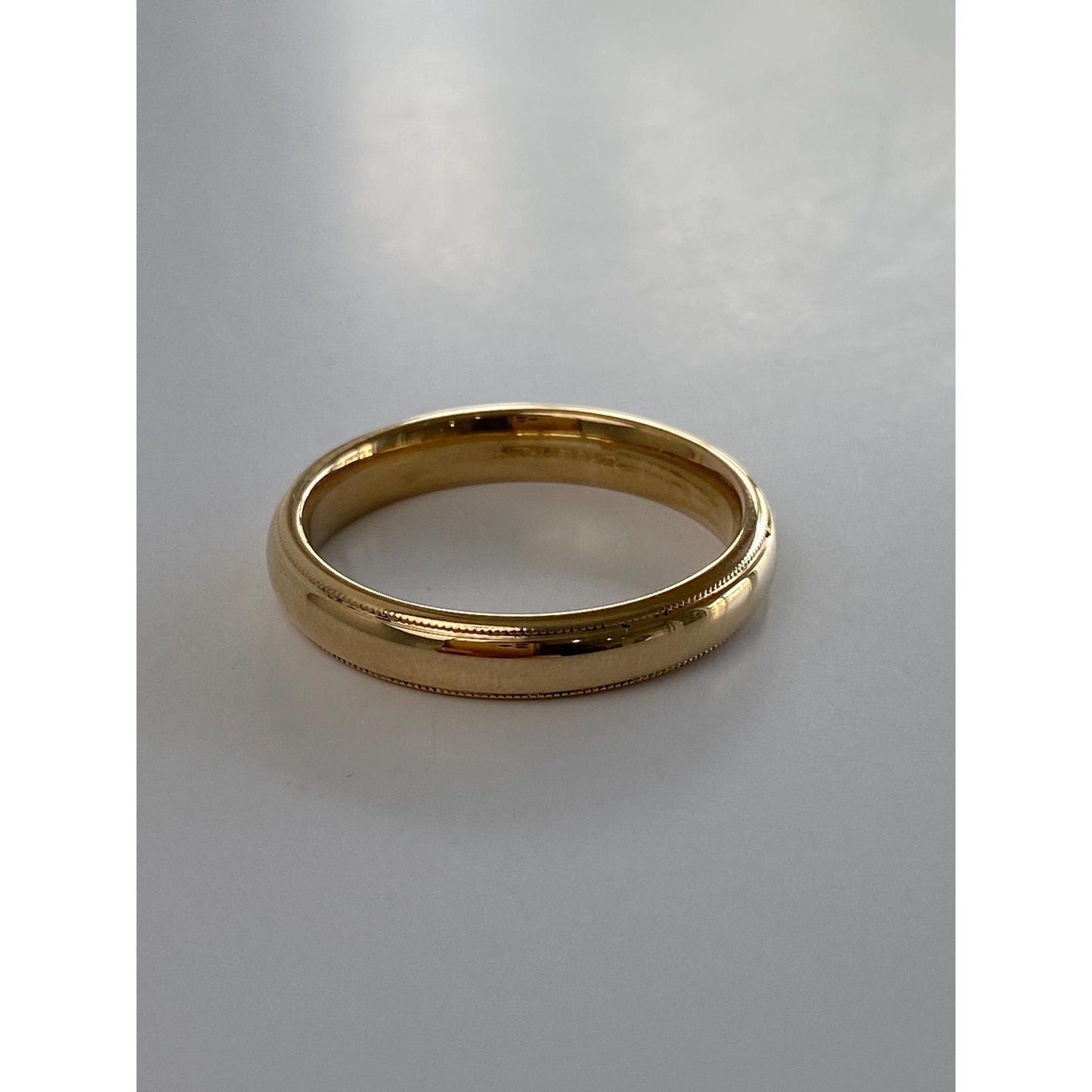 Vintage Solid 14k Yellow Gold Milgrain Ring Band - Size 10