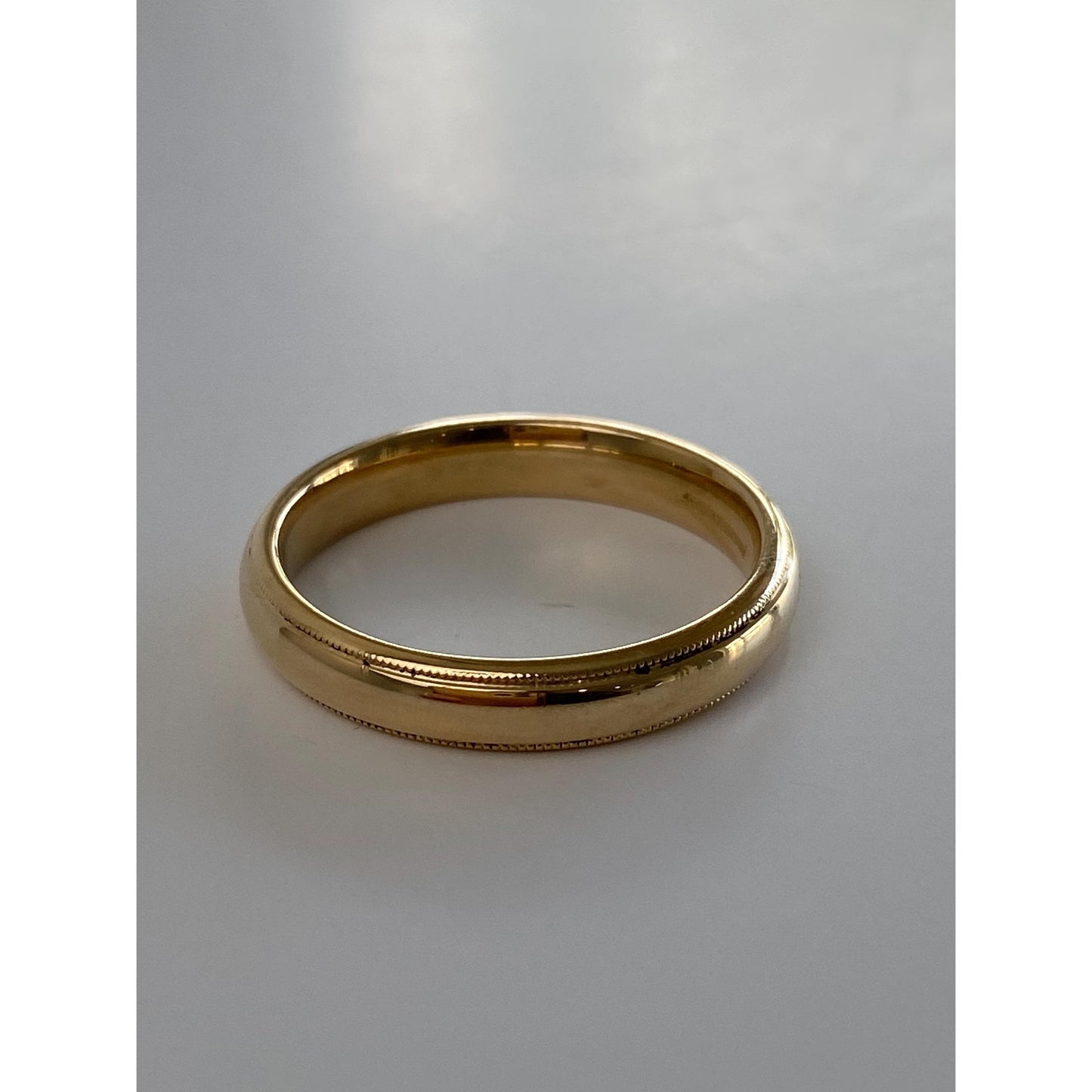 Vintage Solid 14k Yellow Gold Milgrain Ring Band - Size 10