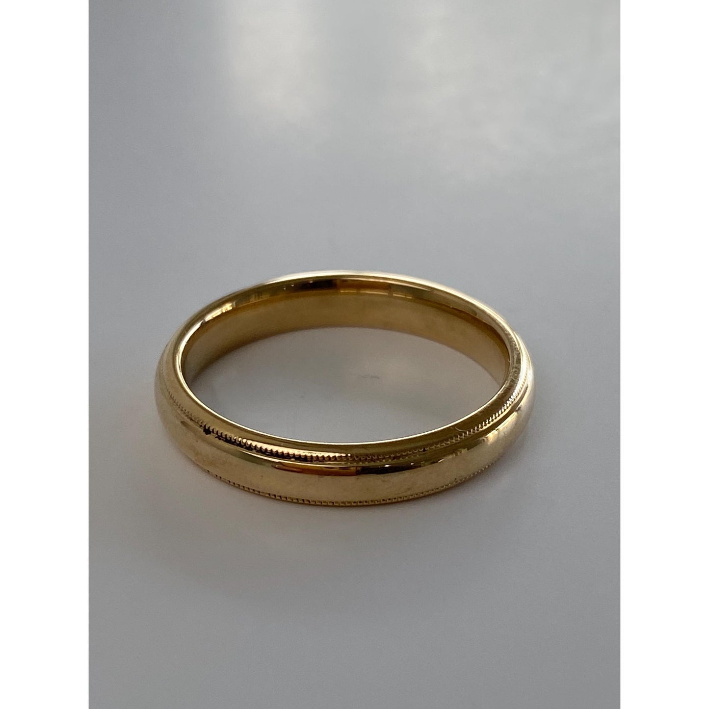 Vintage Solid 14k Yellow Gold Milgrain Ring Band - Size 10
