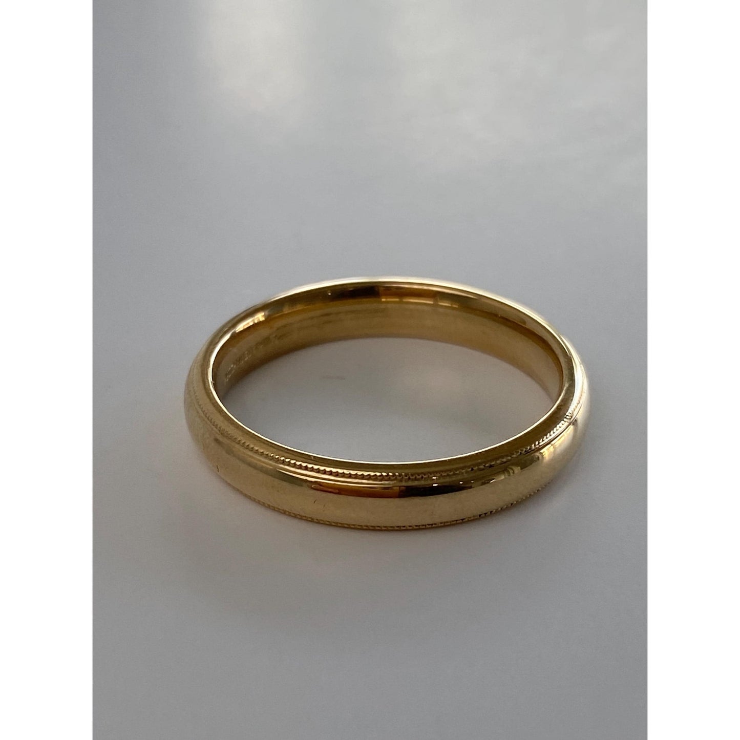 Vintage Solid 14k Yellow Gold Milgrain Ring Band - Size 10